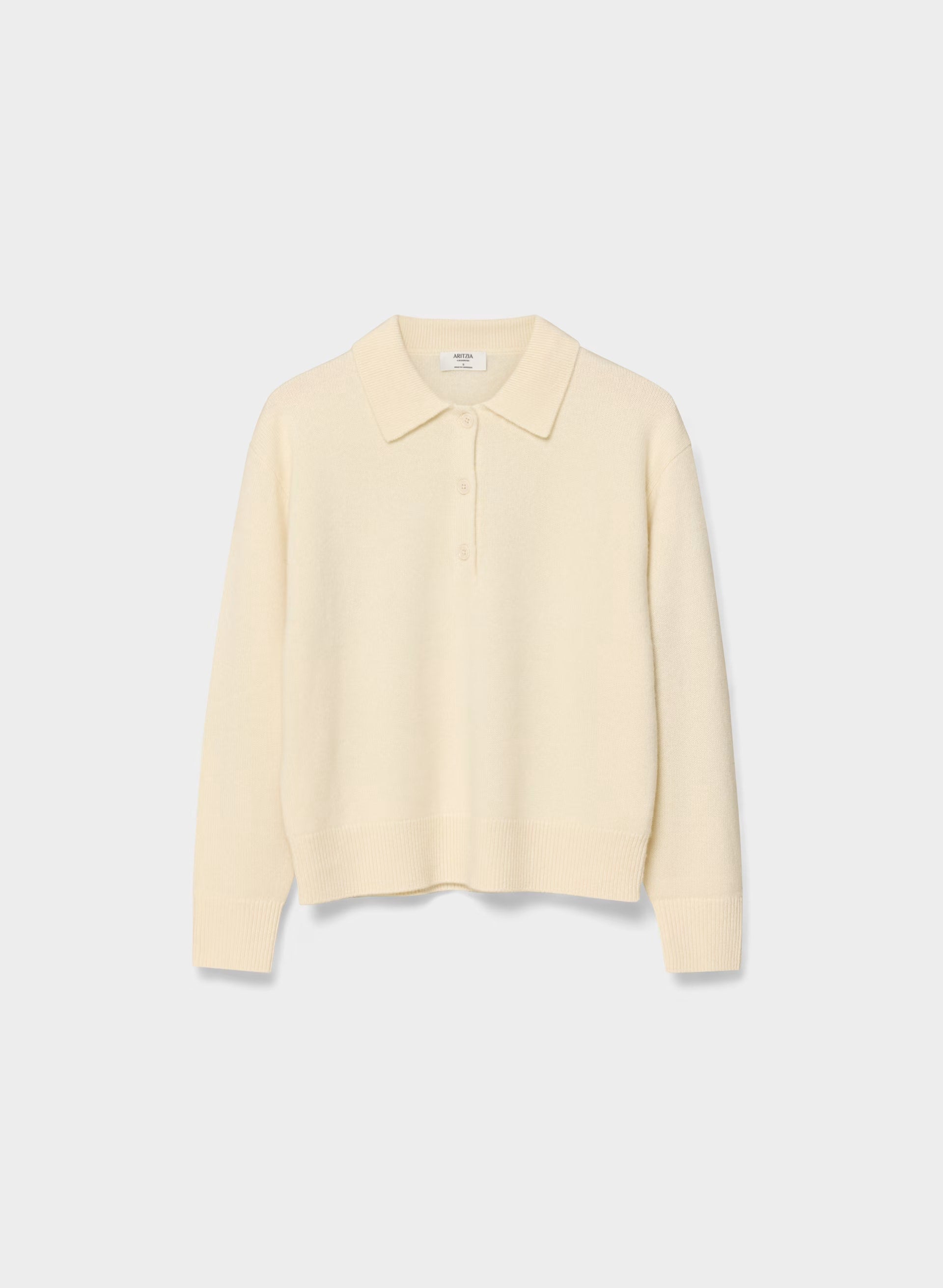 Essential Cashmere Museo Polo Sweater - SEASIDE CREAM