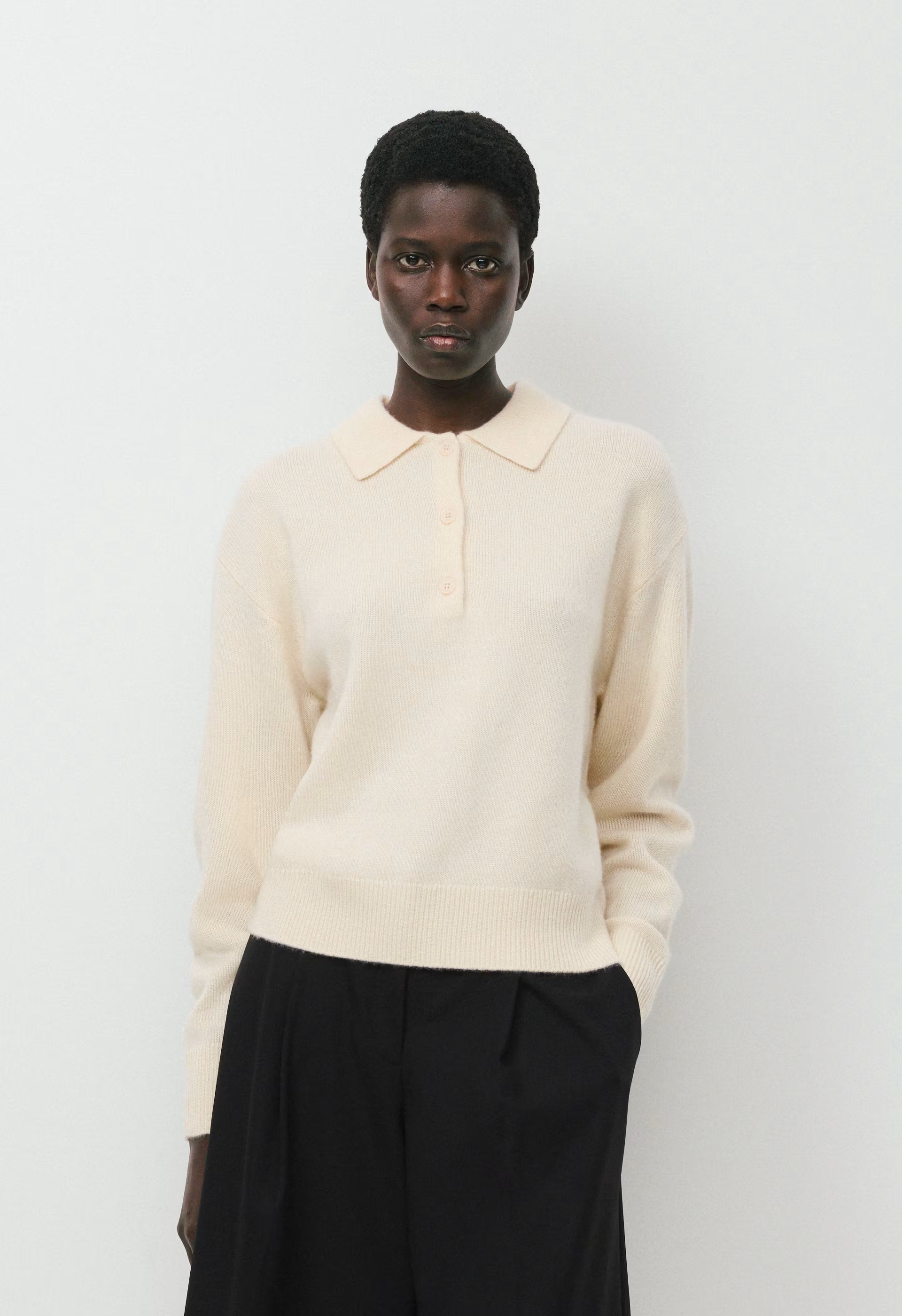 Essential Cashmere Museo Polo Sweater - SEASIDE CREAM