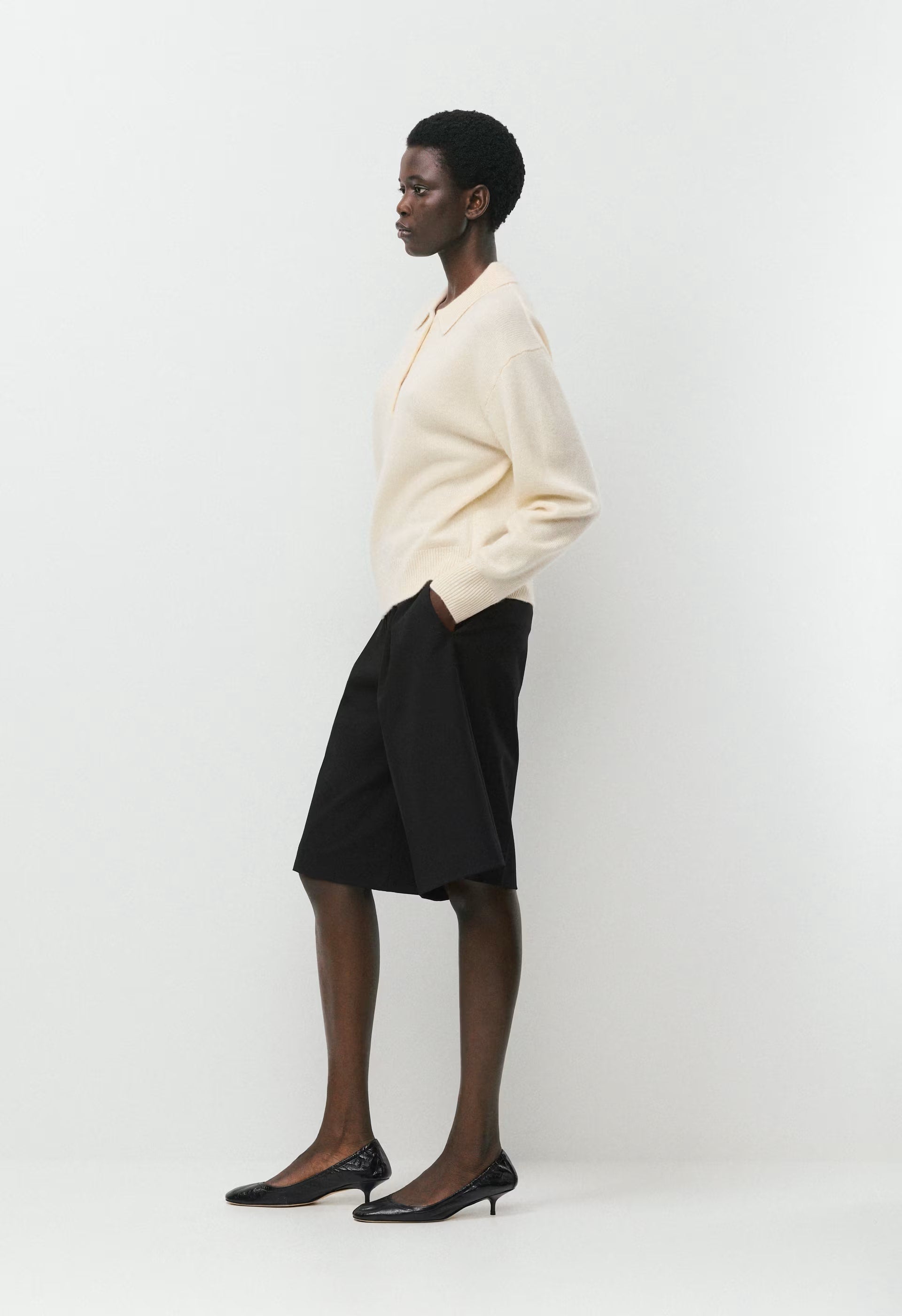 Essential Cashmere Museo Polo Sweater - SEASIDE CREAM