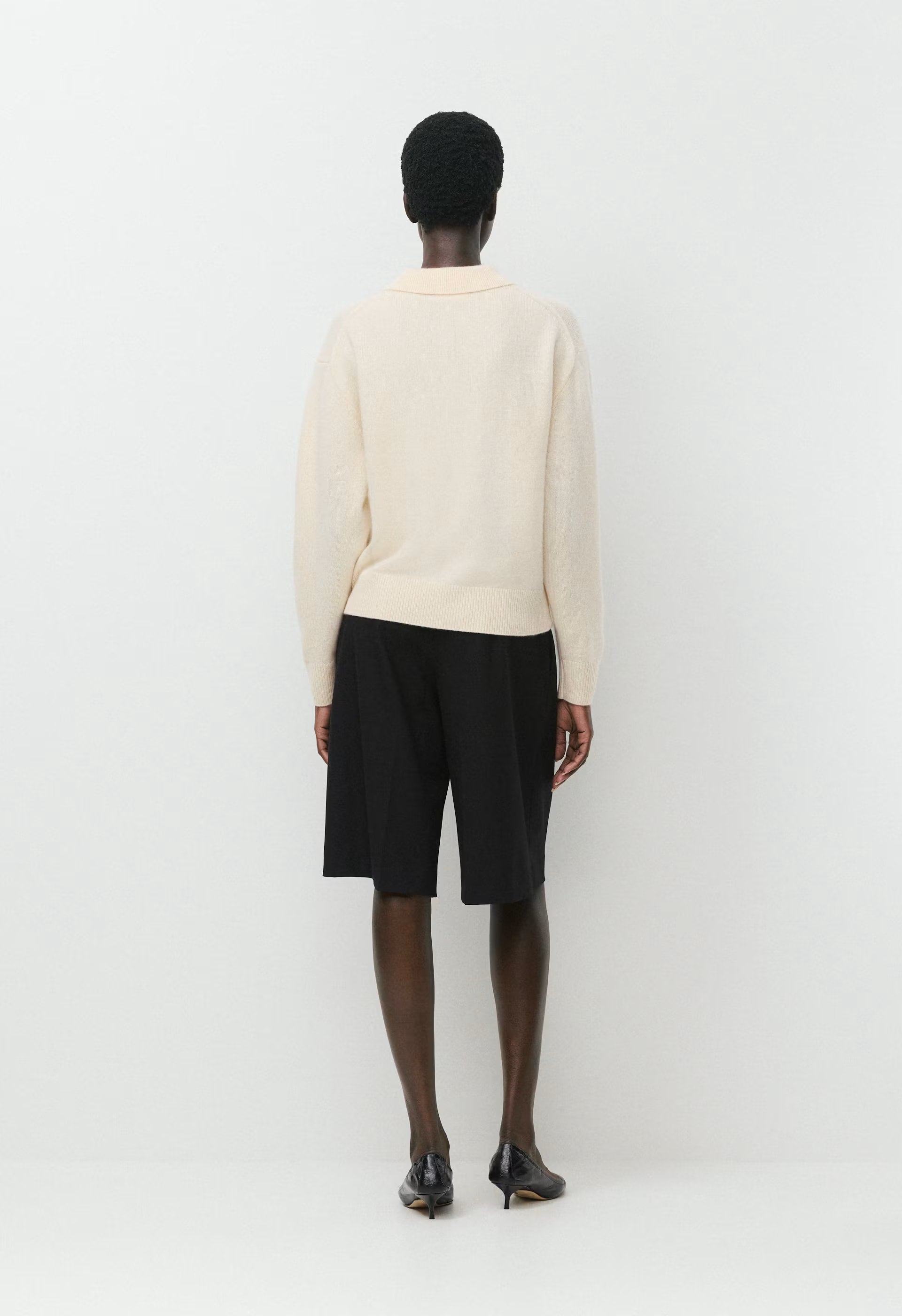 Essential Cashmere Museo Polo Sweater - SEASIDE CREAM