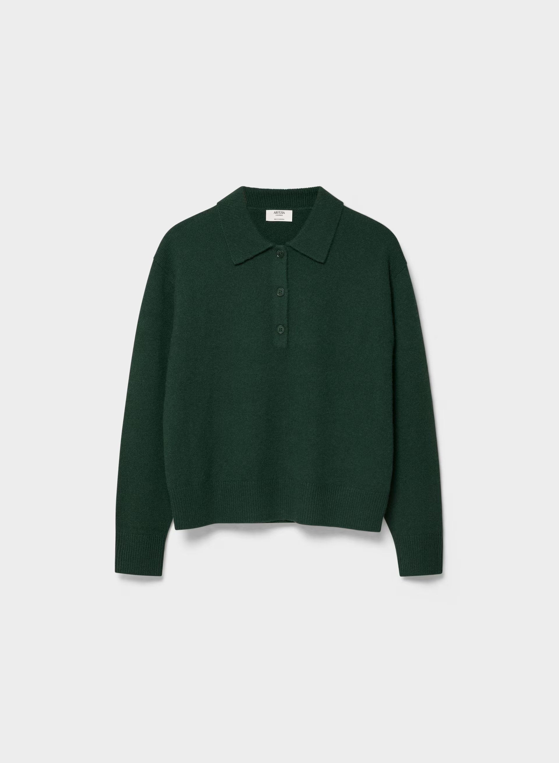 Essential Cashmere Museo Polo Sweater - FIGTREE GREEN