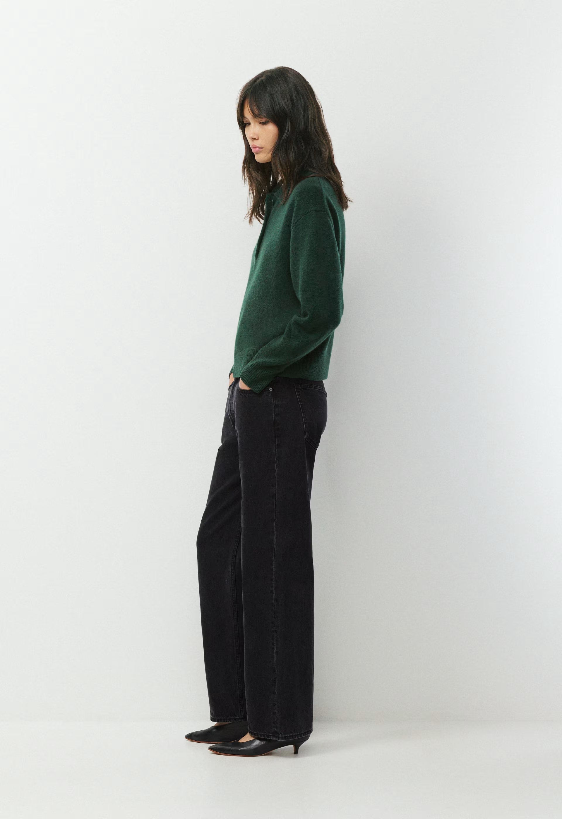 Essential Cashmere Museo Polo Sweater - FIGTREE GREEN