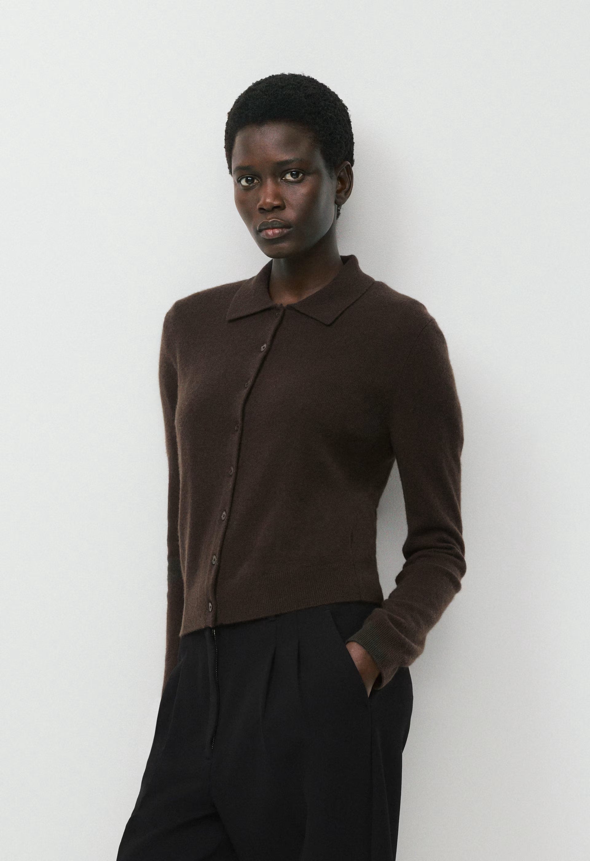 Bare Cashmere Foundation Cardigan - CACAO NIB BROWN