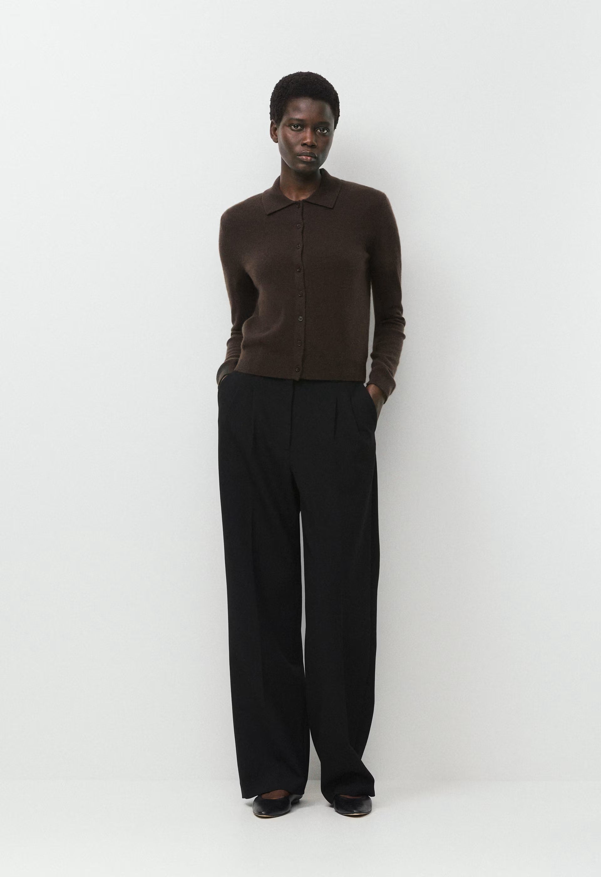 Bare Cashmere Foundation Cardigan - CACAO NIB BROWN