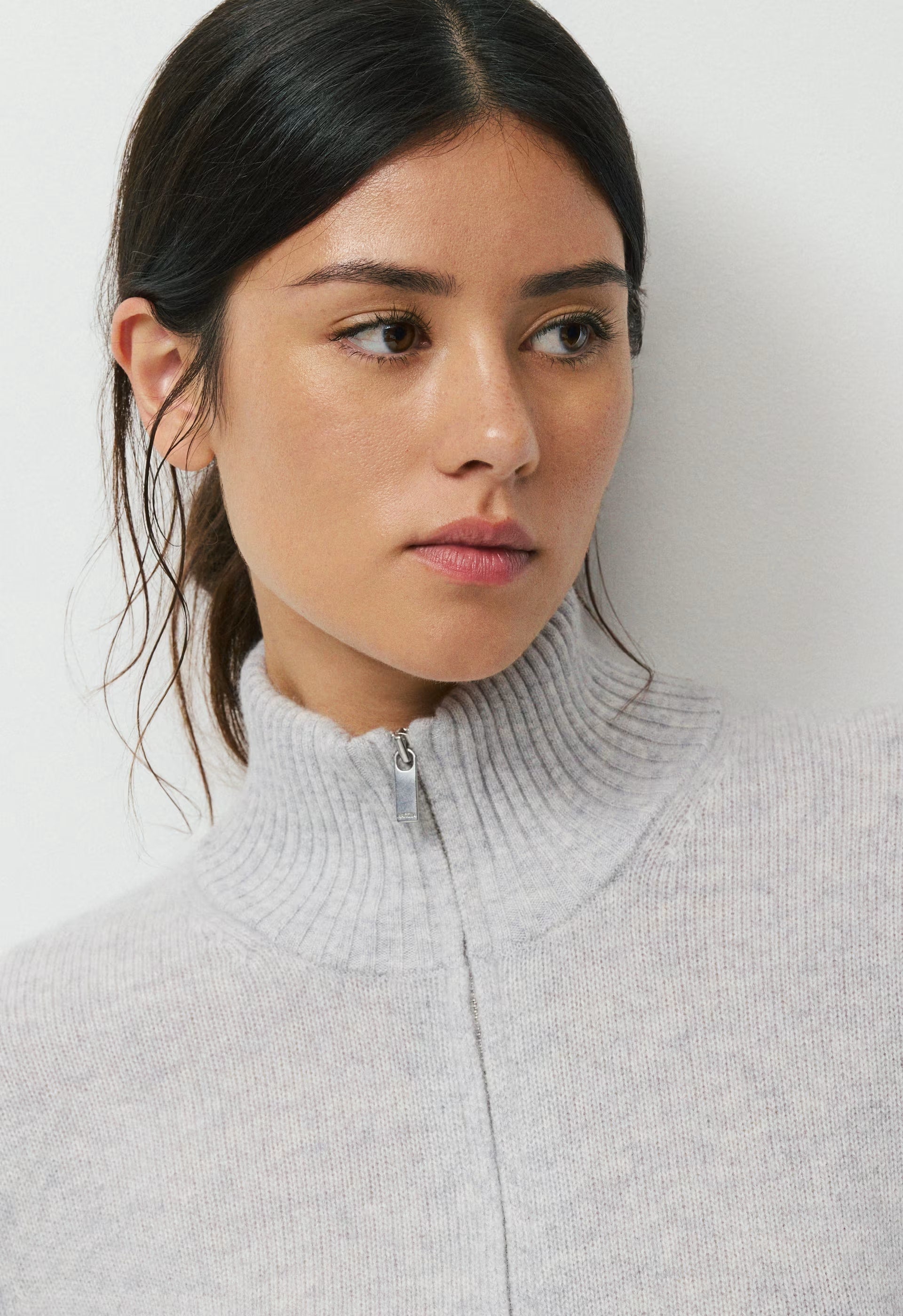 Essential Cashmere Catalogue Zip-Up - HEATHER CHROME
