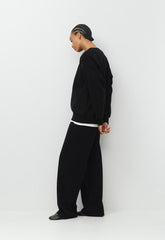 Cozy Sweatfleece Boyfriend Crew Sweatshirt - BLACK