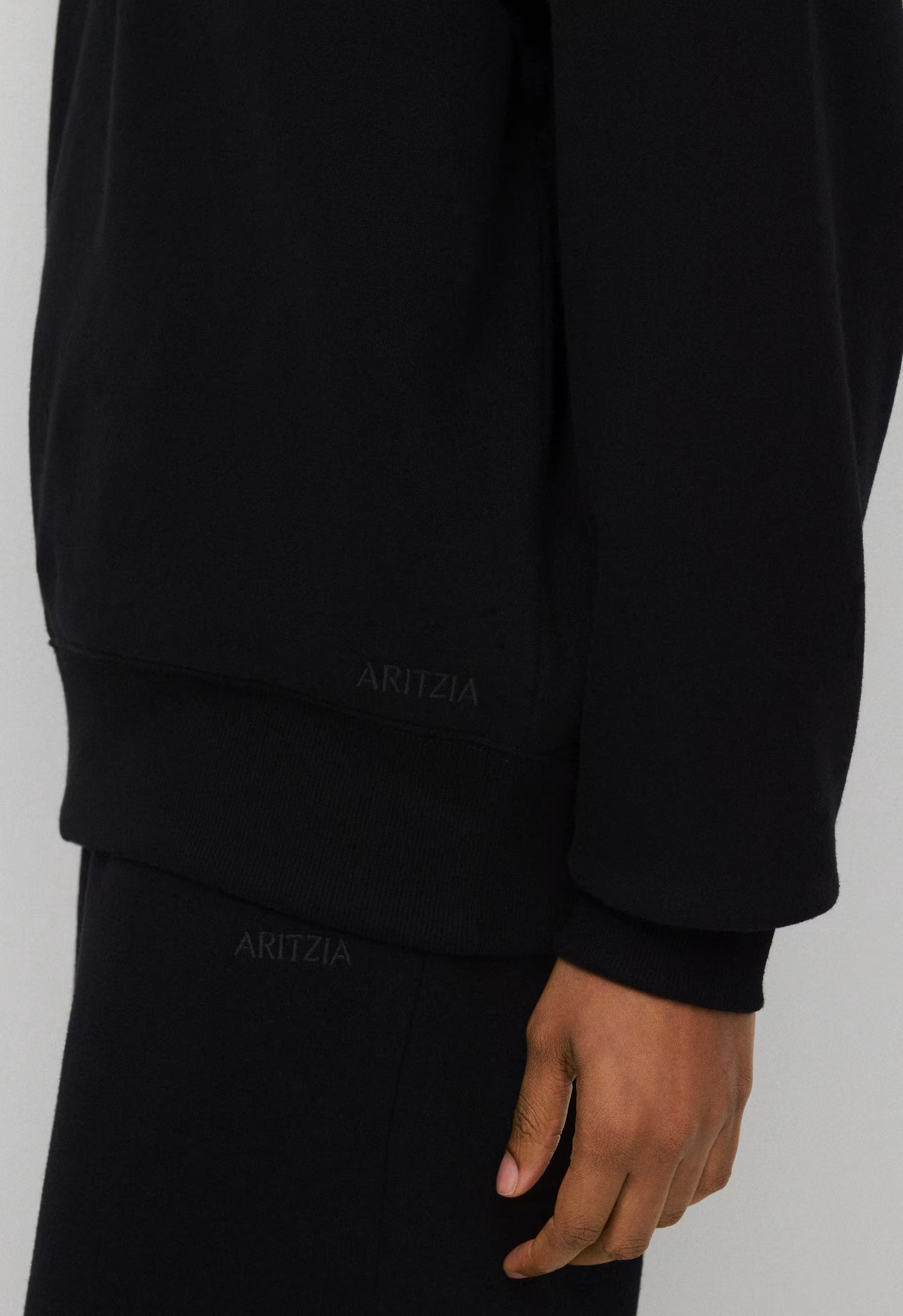 Cozy Sweatfleece Boyfriend Crew Sweatshirt - BLACK