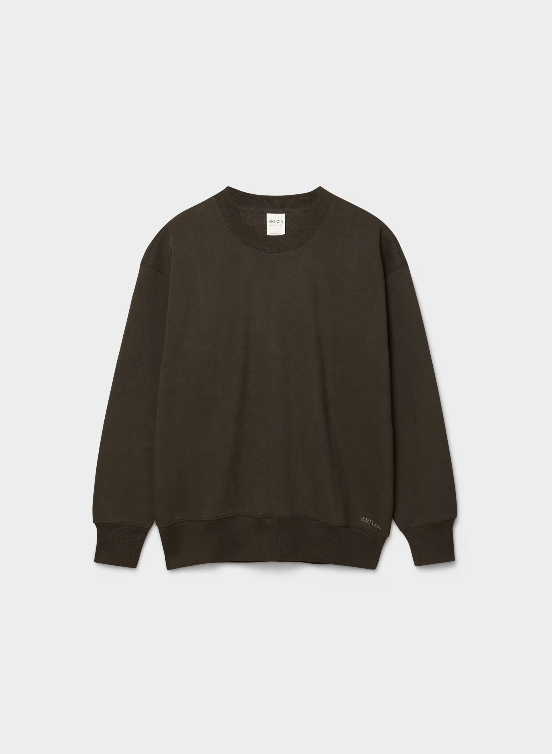 Cozy Sweatfleece Boyfriend Crew Sweatshirt - CACAO NIB BROWN