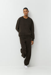 Cozy Sweatfleece Boyfriend Crew Sweatshirt - CACAO NIB BROWN