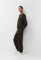 Cozy Sweatfleece Boyfriend Crew Sweatshirt - CACAO NIB BROWN