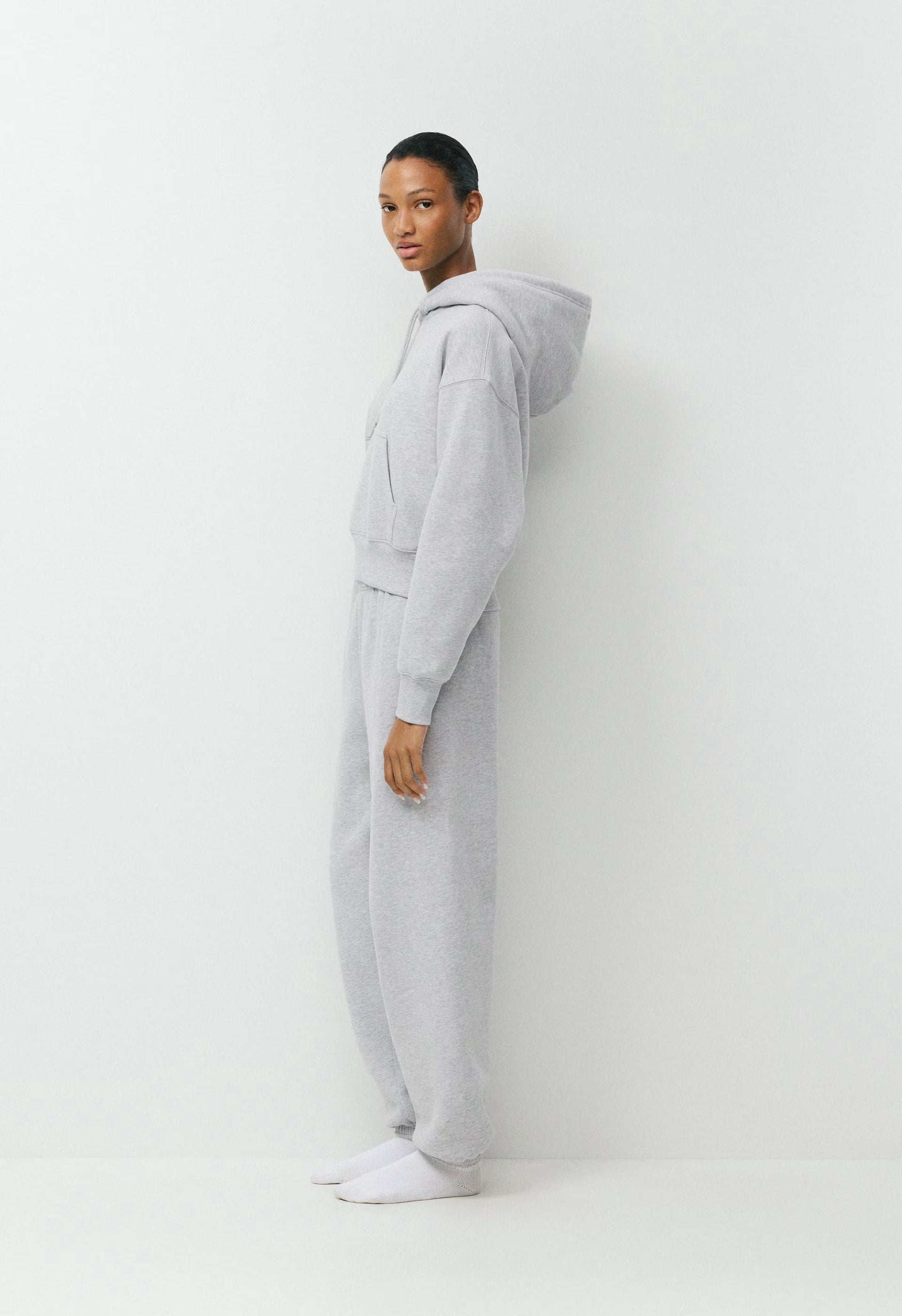 Cozy Sweatfleece Boyfriend Boxy Hoodie - HEATHER CHROME