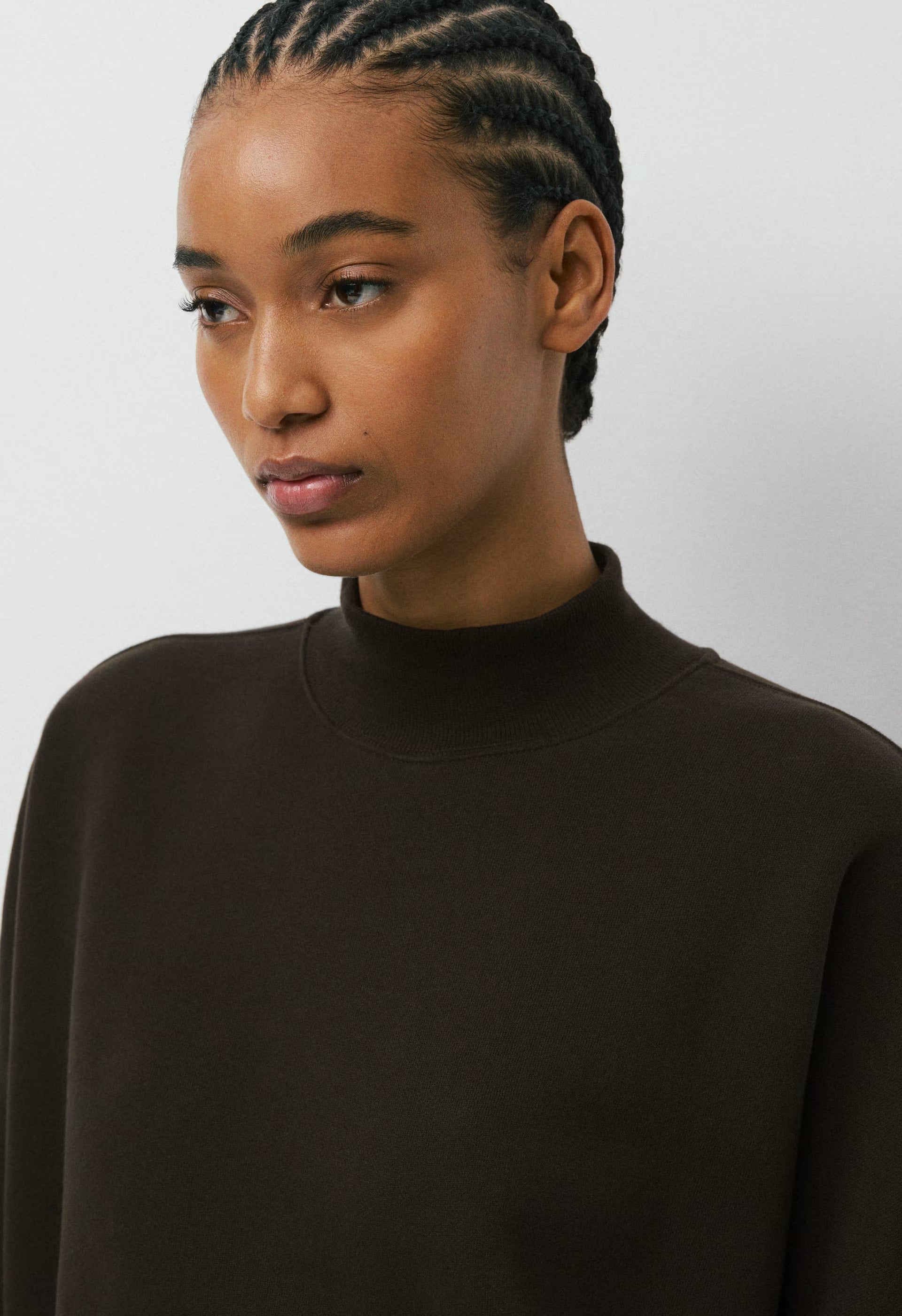 Cozy Sweatfleece Mega Mockneck - CACAO NIB BROWN