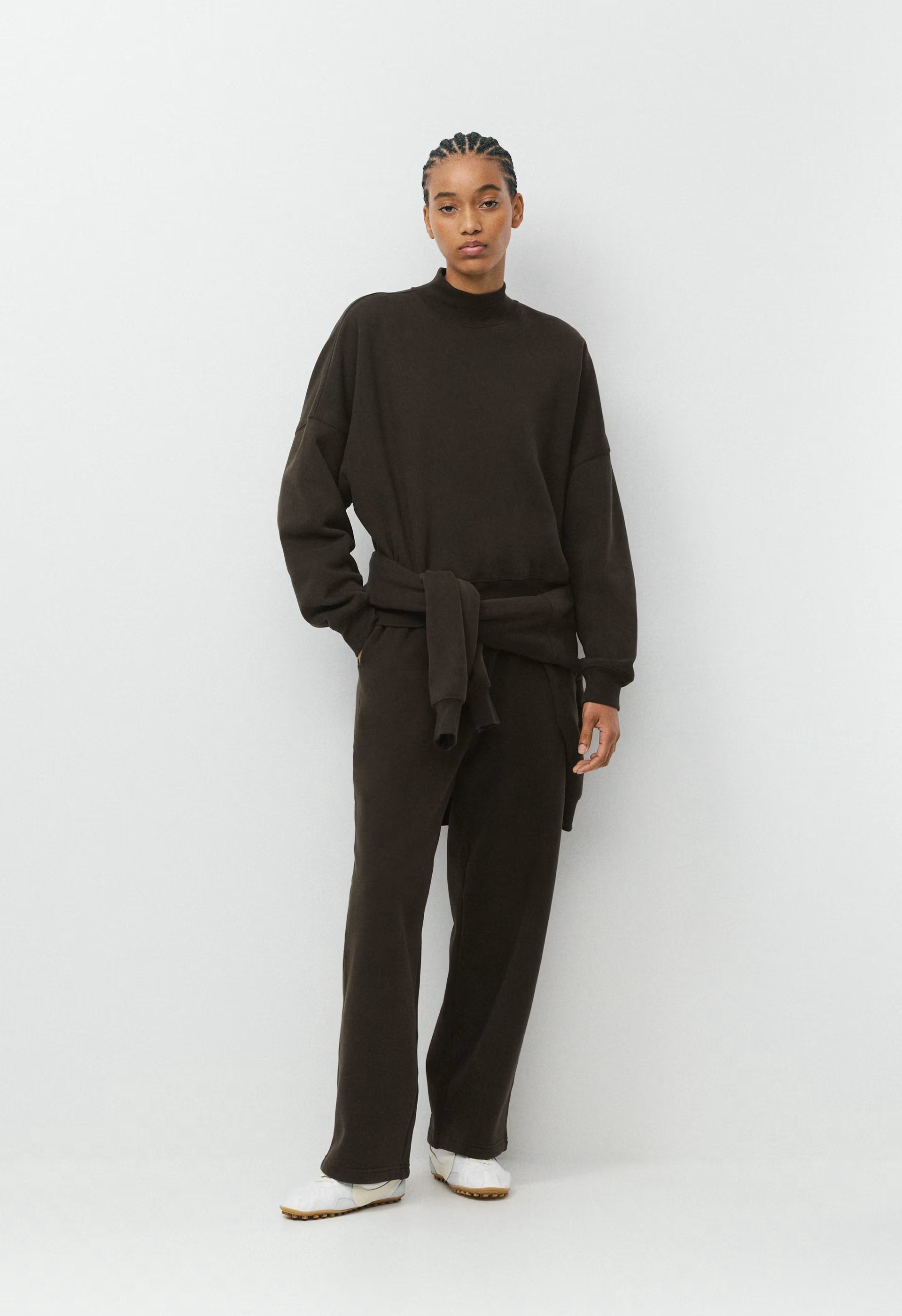 Cozy Sweatfleece Mega Mockneck - CACAO NIB BROWN