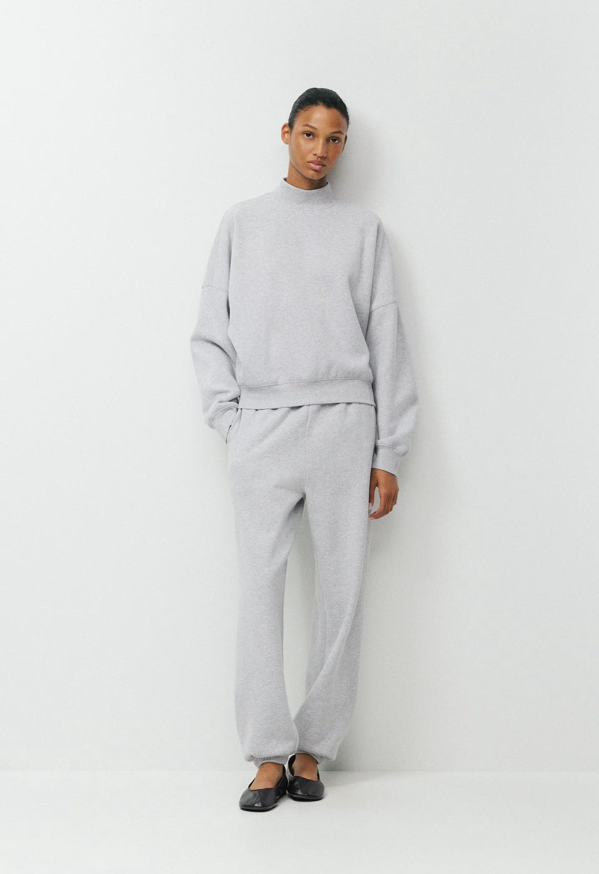 Cozy Sweatfleece Mega Mockneck - HEATHER CHROME