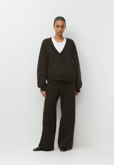 Cozy Sweatfleece Mega V-Neck Sweatshirt - CACAO NIB BROWN