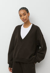 Cozy Sweatfleece Mega V-Neck Sweatshirt - CACAO NIB BROWN