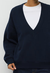 Cozy Sweatfleece Mega V-Neck Sweatshirt - ADMIRAL NAVY