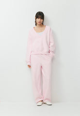 Cozy Sweatfleece Mega V-Neck Sweatshirt - MAGNOLIA