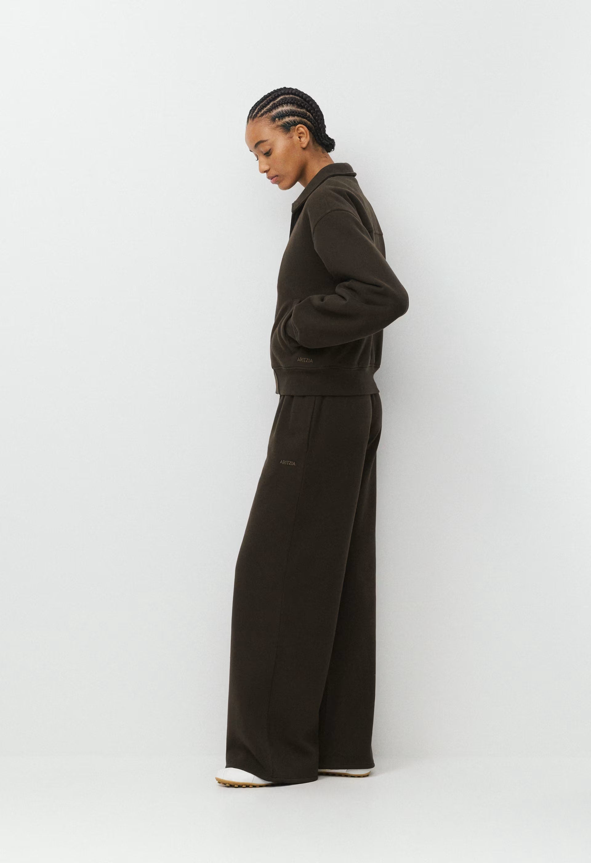 Cozy Sweatfleece Boyfriend Blouson Jacket - CACAO NIB BROWN
