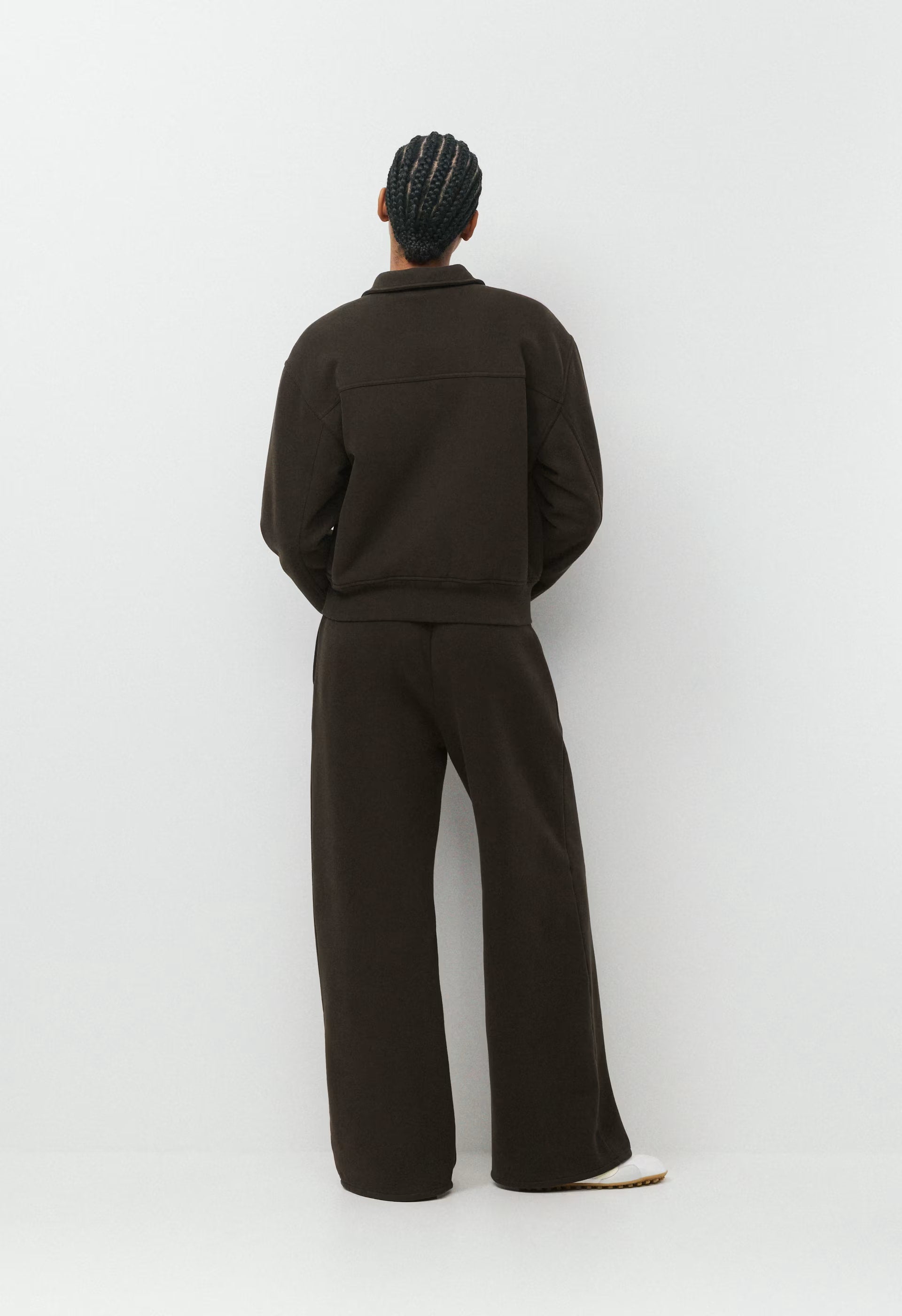 Cozy Sweatfleece Boyfriend Blouson Jacket - CACAO NIB BROWN