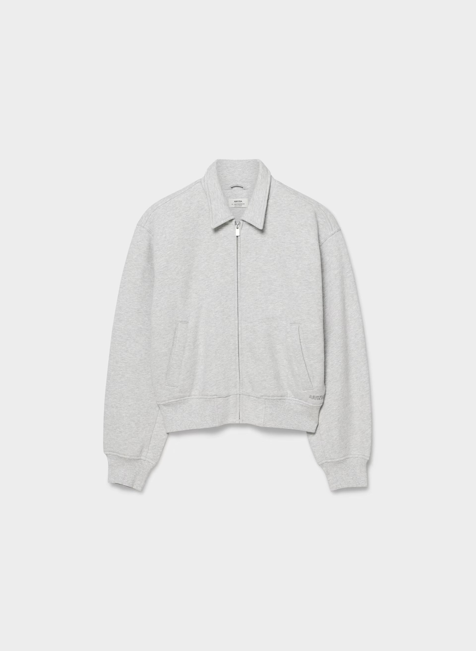 Cozy Sweatfleece Boyfriend Blouson Jacket - HEATHER CHROME