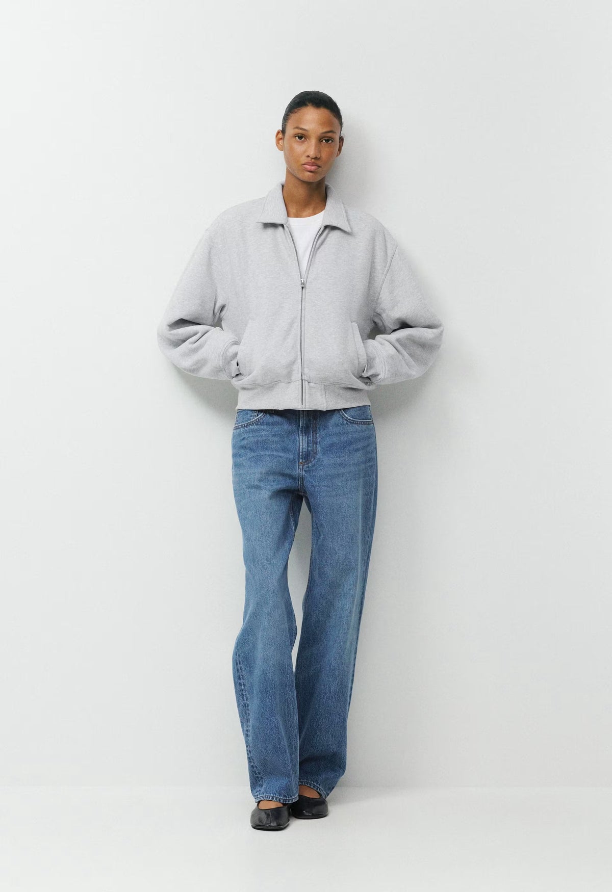 Cozy Sweatfleece Boyfriend Blouson Jacket - HEATHER CHROME