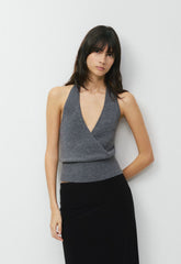 SoftSpoke™ Gaze Halter Top - HEATHER DARK GREY