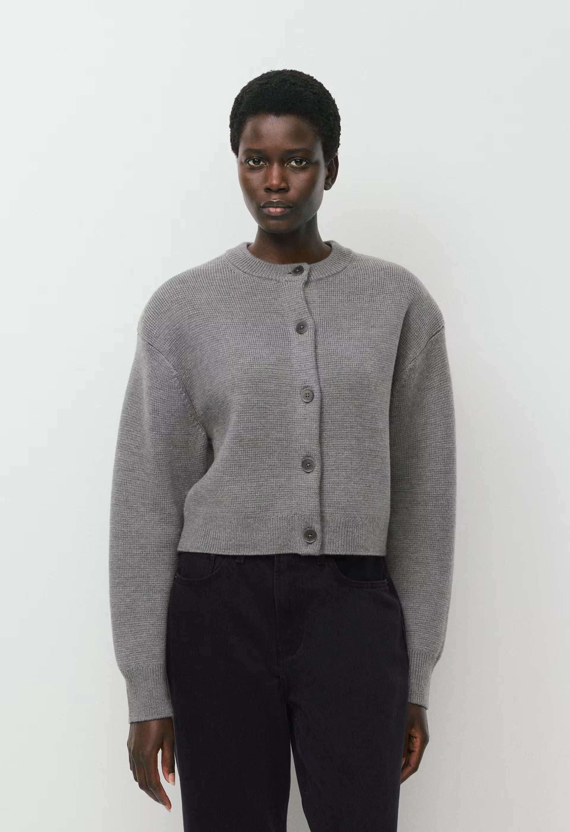 Bay Merino Wool Cardigan - HEATHER DARK GREY