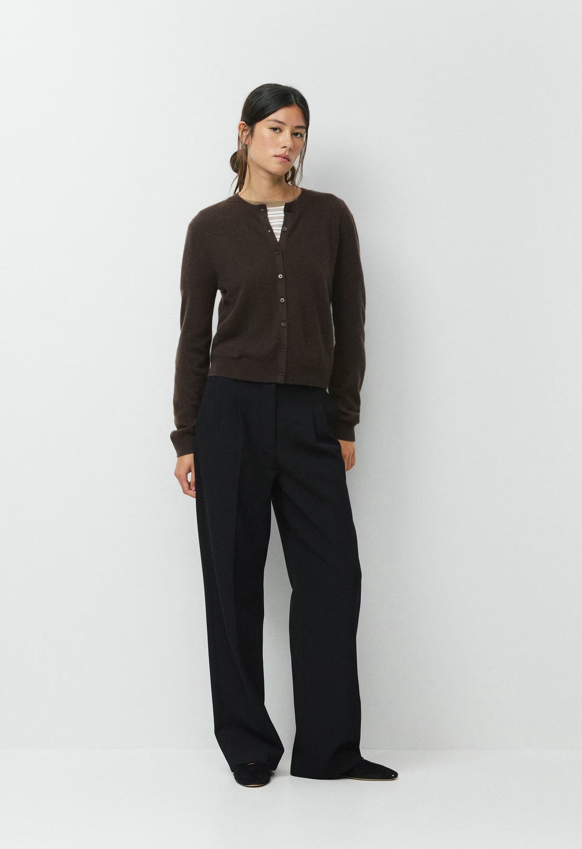 Bare Cashmere Noteworthy Cardigan - CACAO NIB BROWN