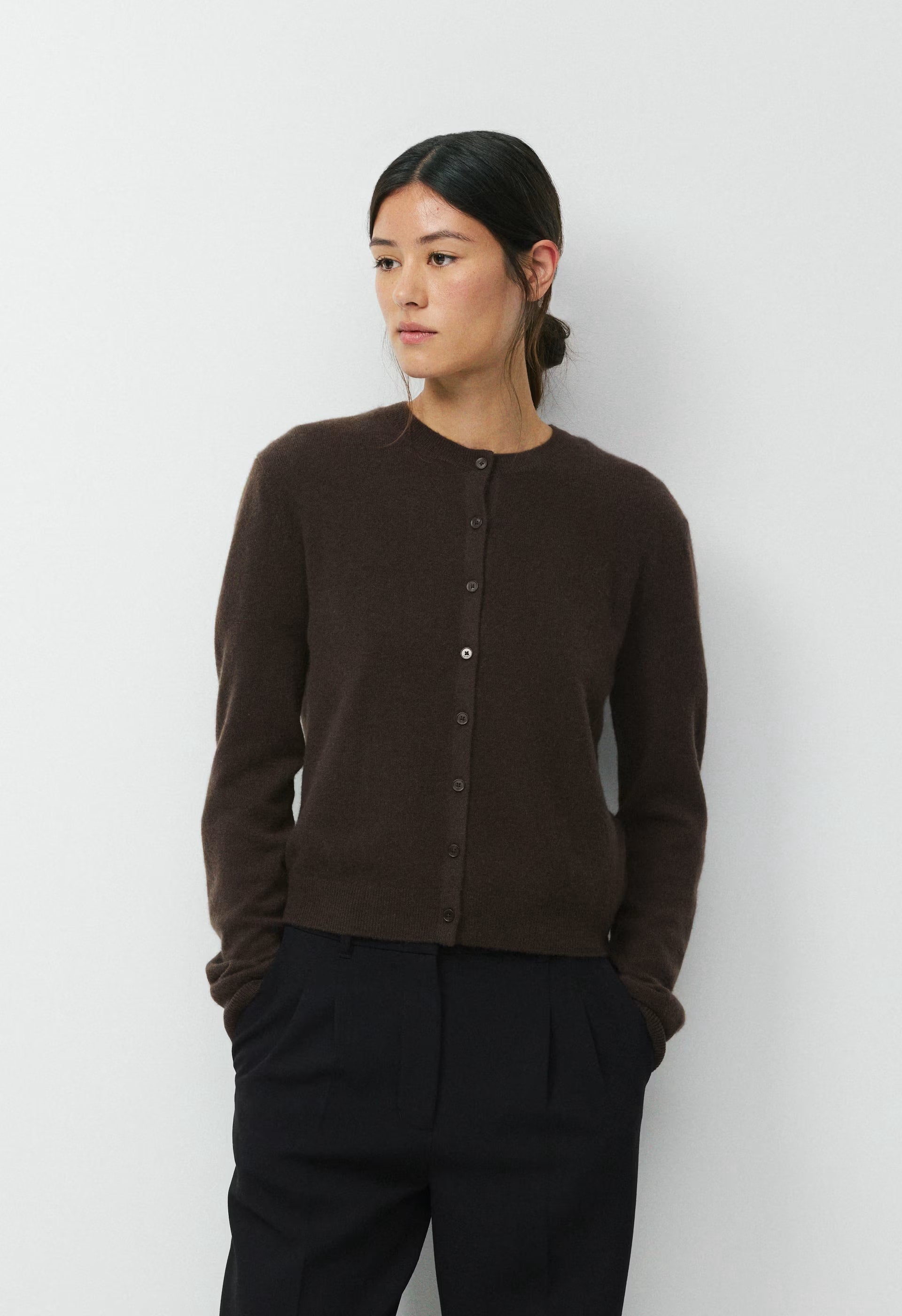 Bare Cashmere Noteworthy Cardigan - CACAO NIB BROWN