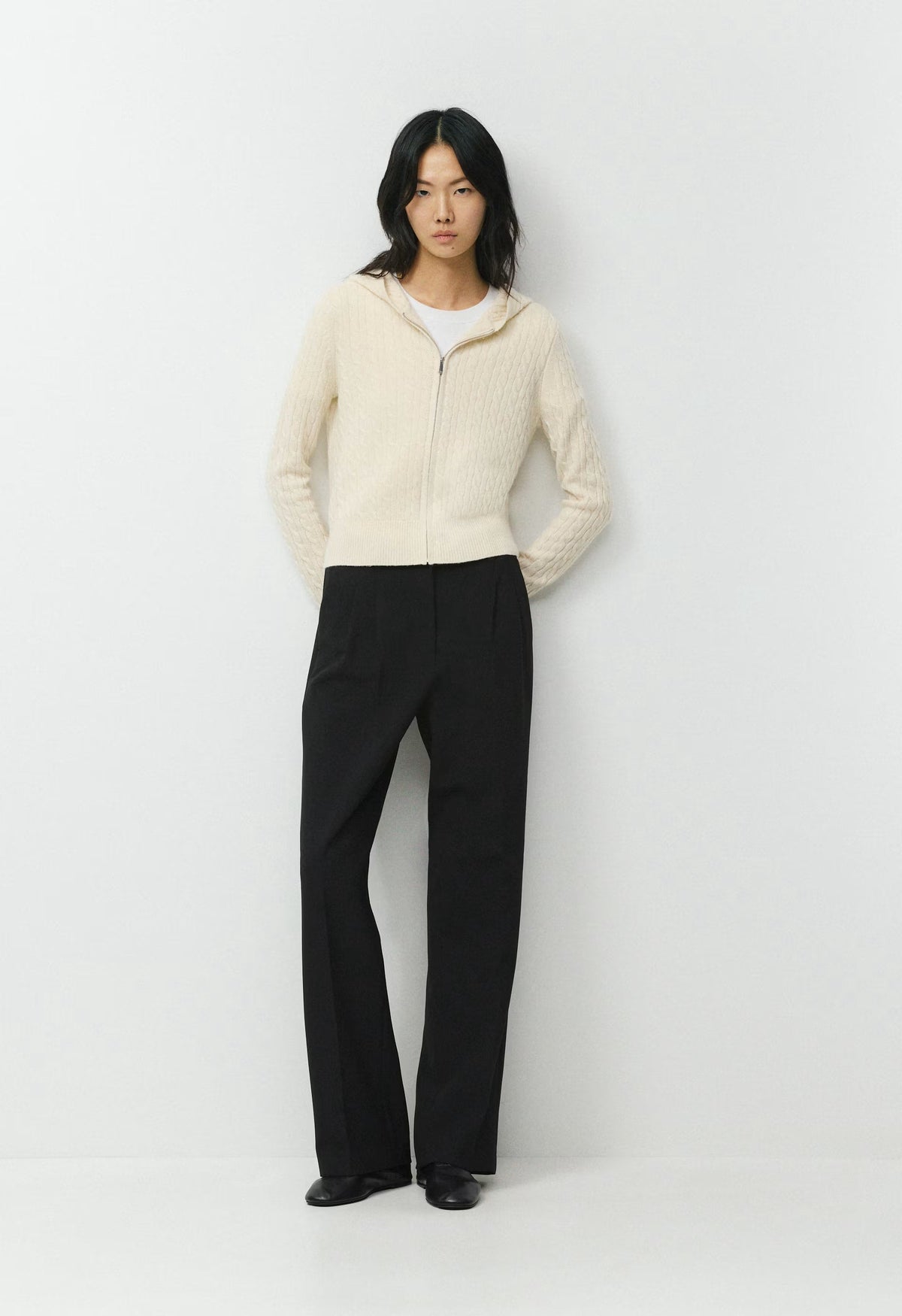 Wool Cashmere Idyllic Zip Hoodie - SEASIDE CREAM