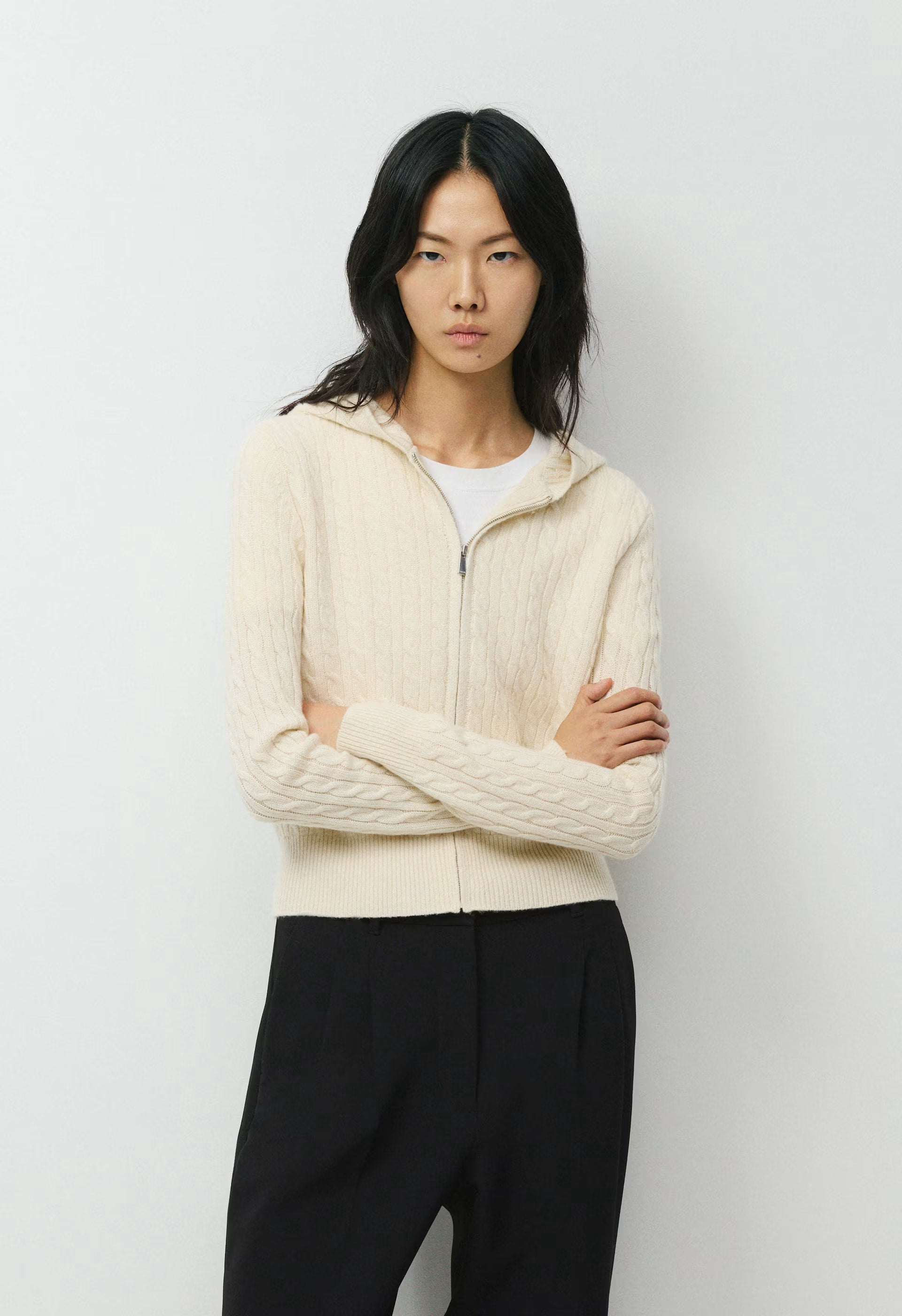 Wool Cashmere Idyllic Zip Hoodie - SEASIDE CREAM