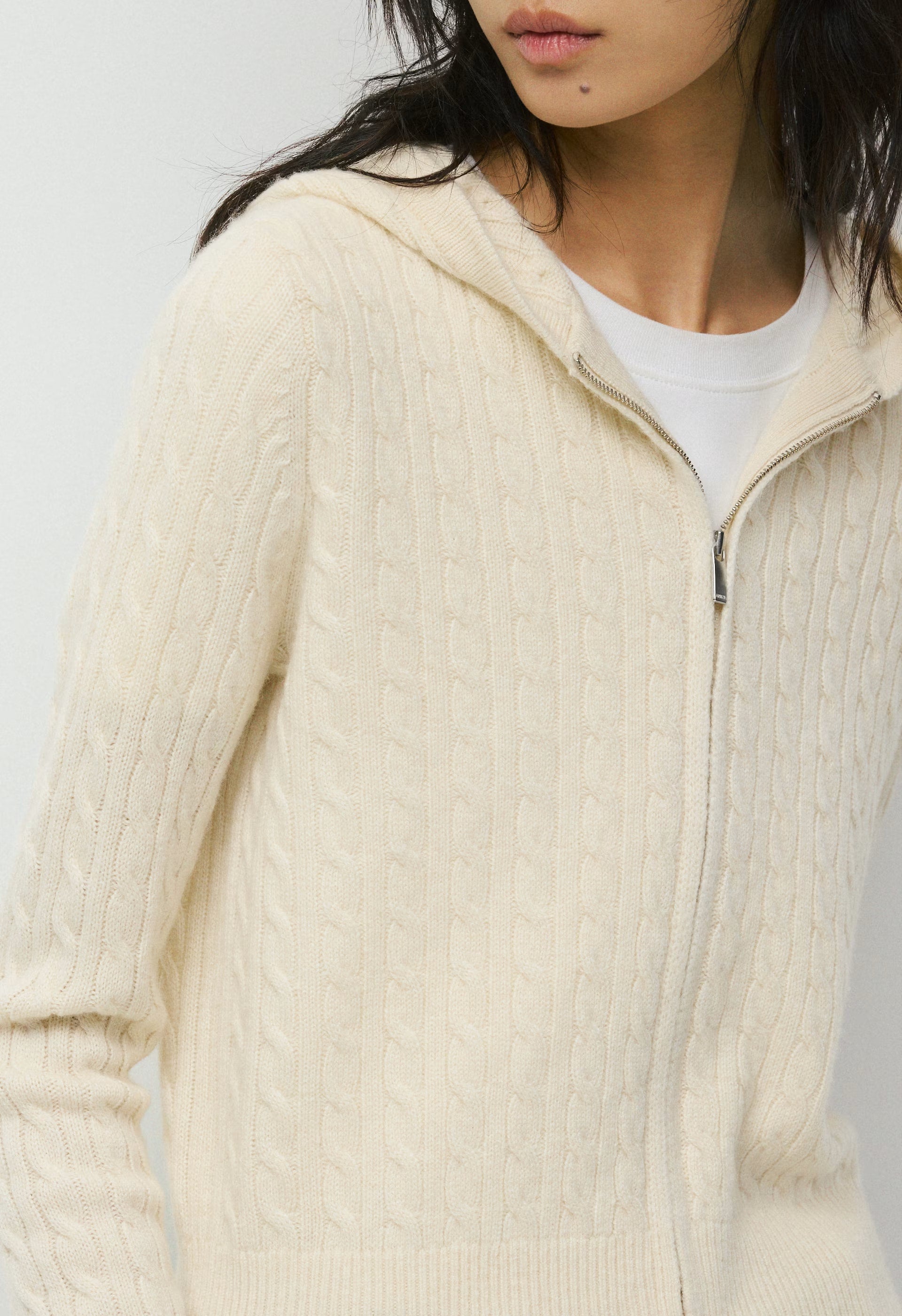 Wool Cashmere Idyllic Zip Hoodie - SEASIDE CREAM