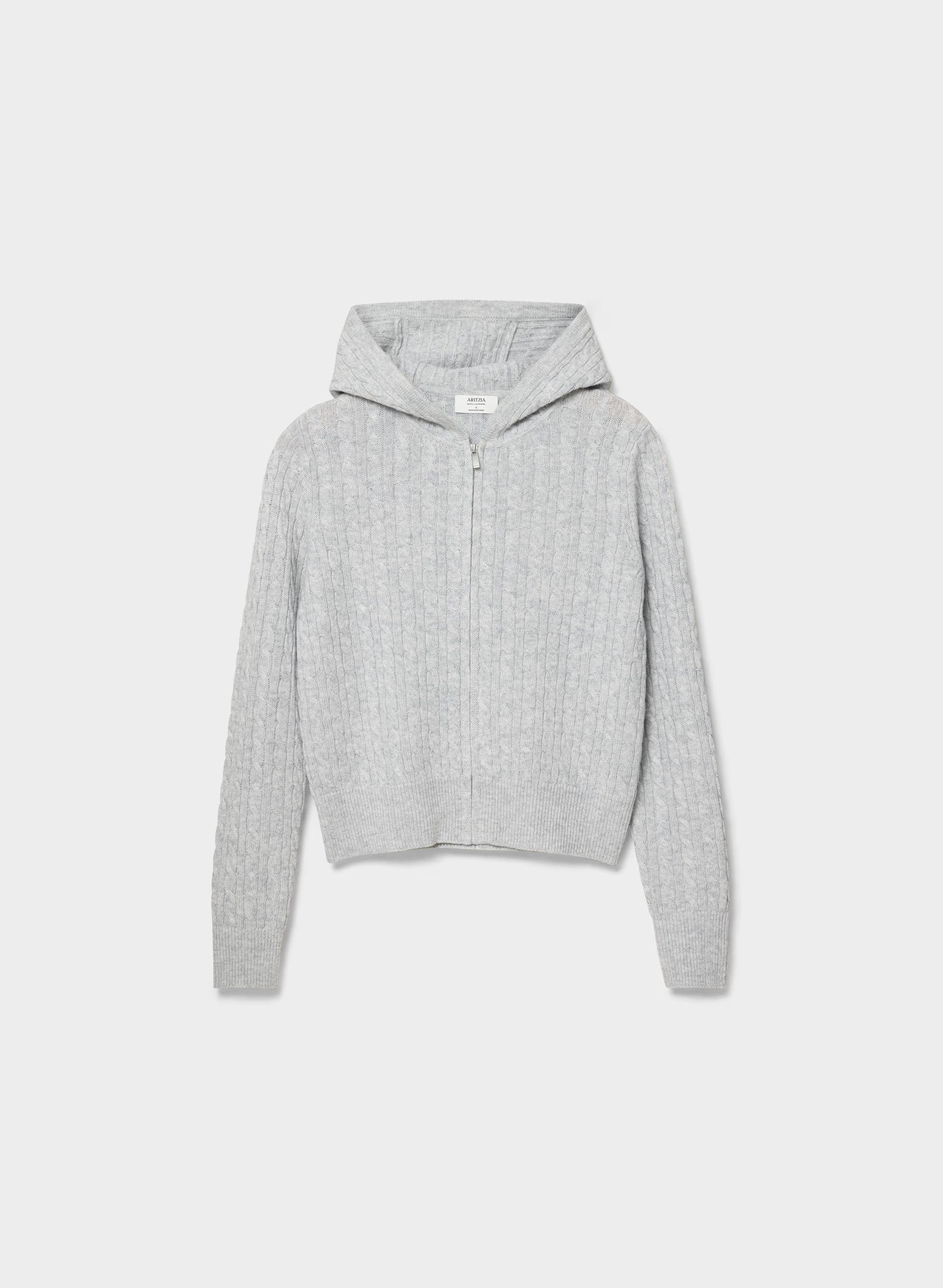 Wool Cashmere Idyllic Zip Hoodie - HEATHER CHROME