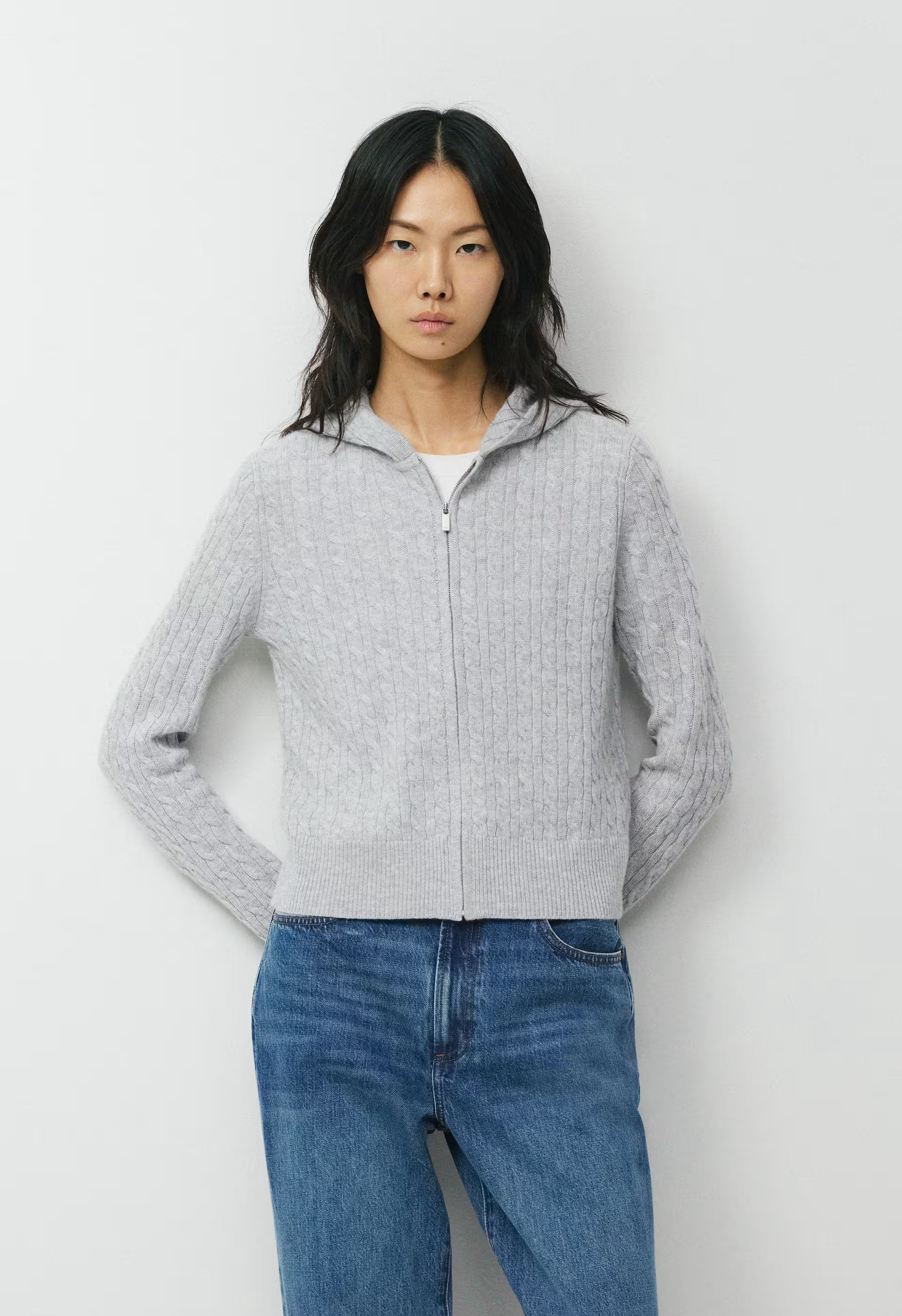 Wool Cashmere Idyllic Zip Hoodie - HEATHER CHROME