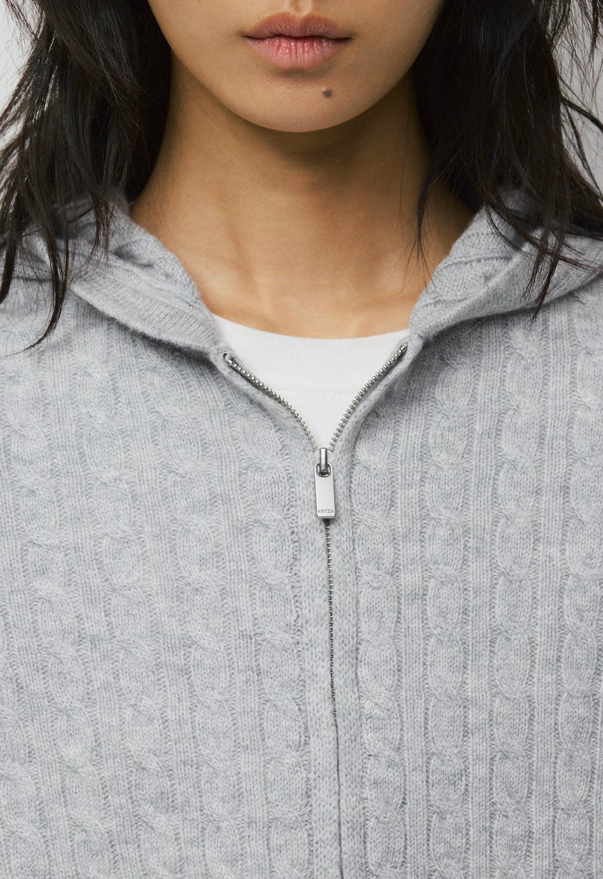 Wool Cashmere Idyllic Zip Hoodie - HEATHER CHROME