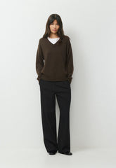 Essential Merino Wool Angle Sweater - CACAO NIB BROWN