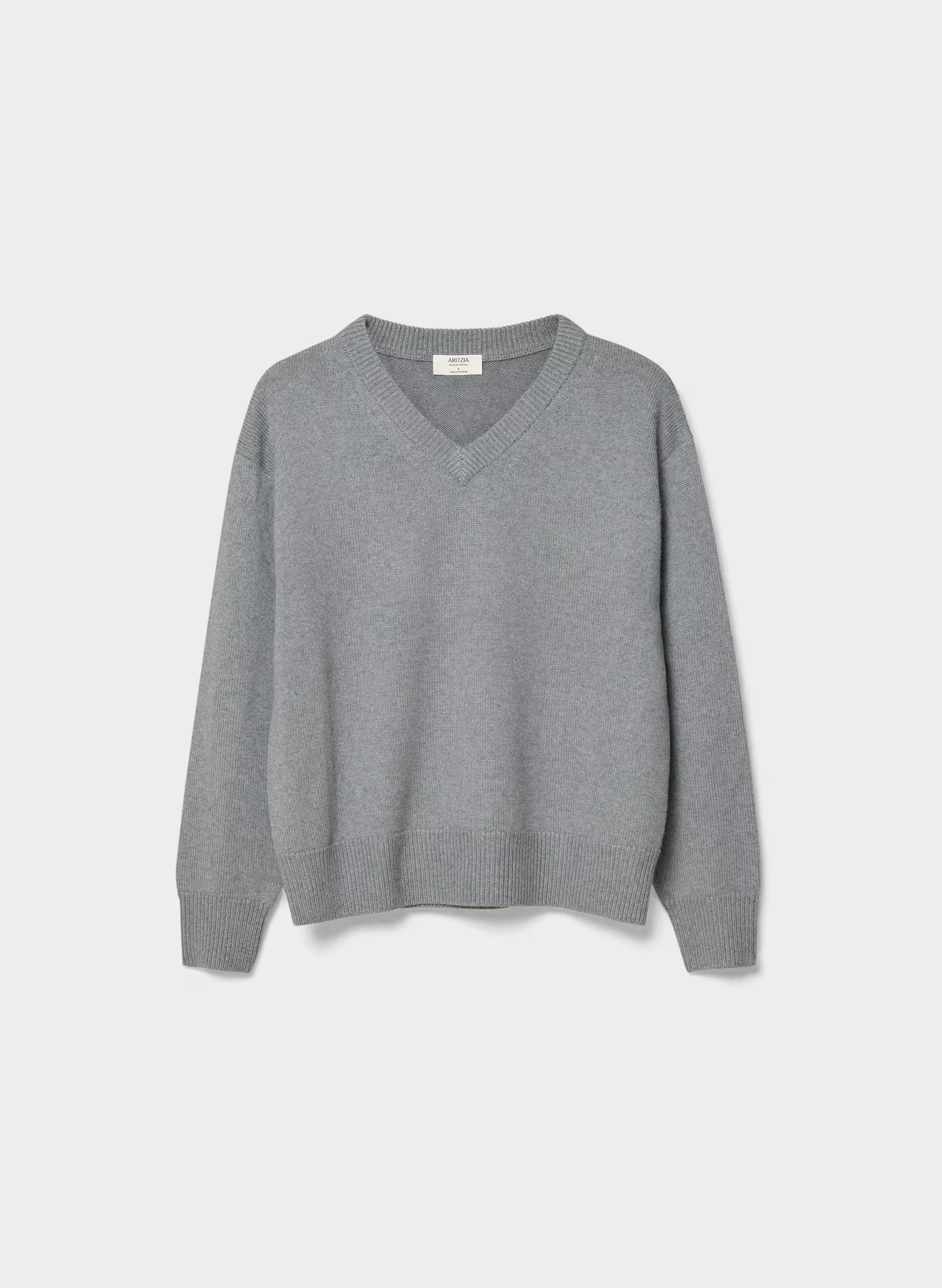Essential Merino Wool Angle Sweater - HEATHER DARK GREY