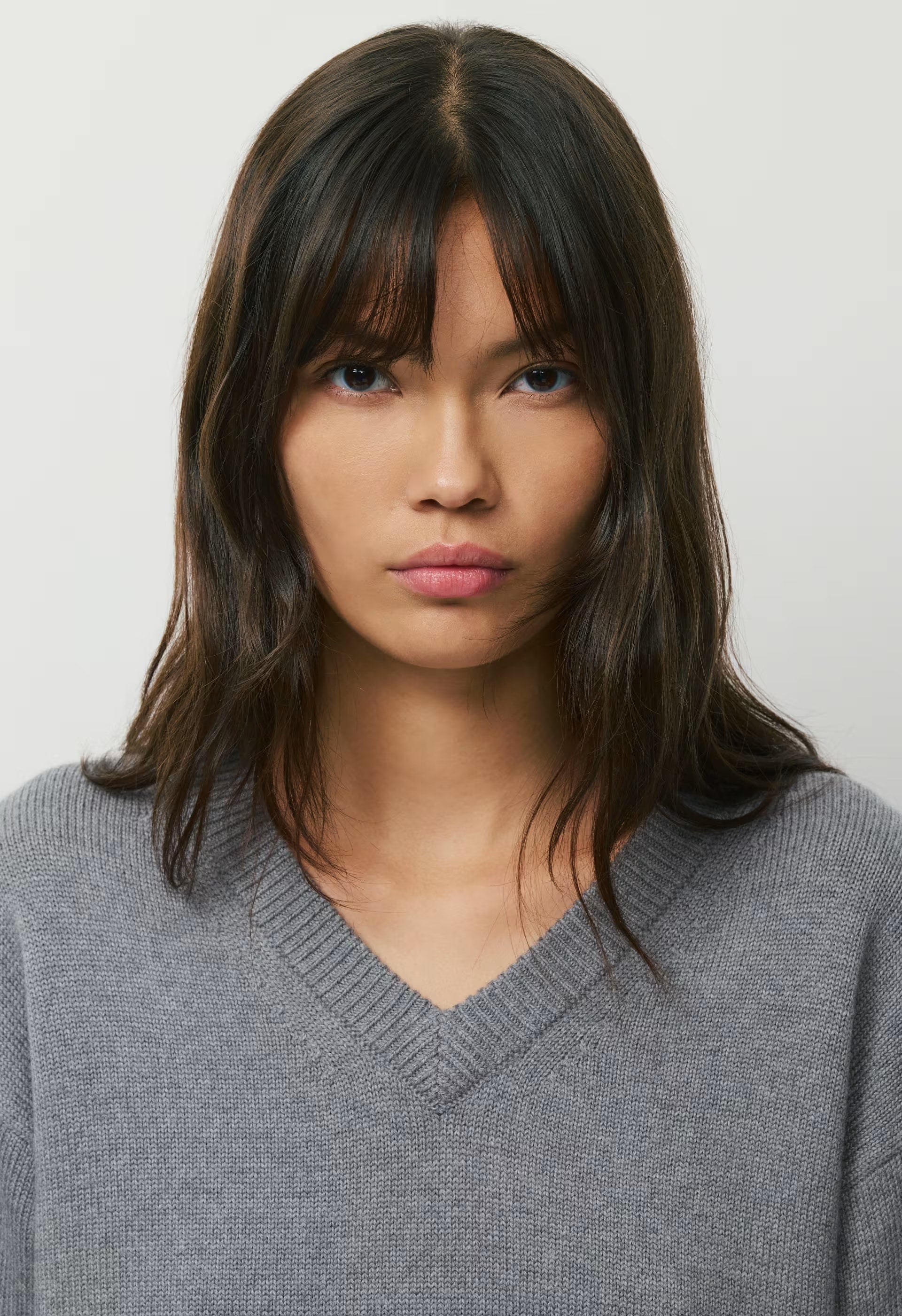 Essential Merino Wool Angle Sweater - HEATHER DARK GREY