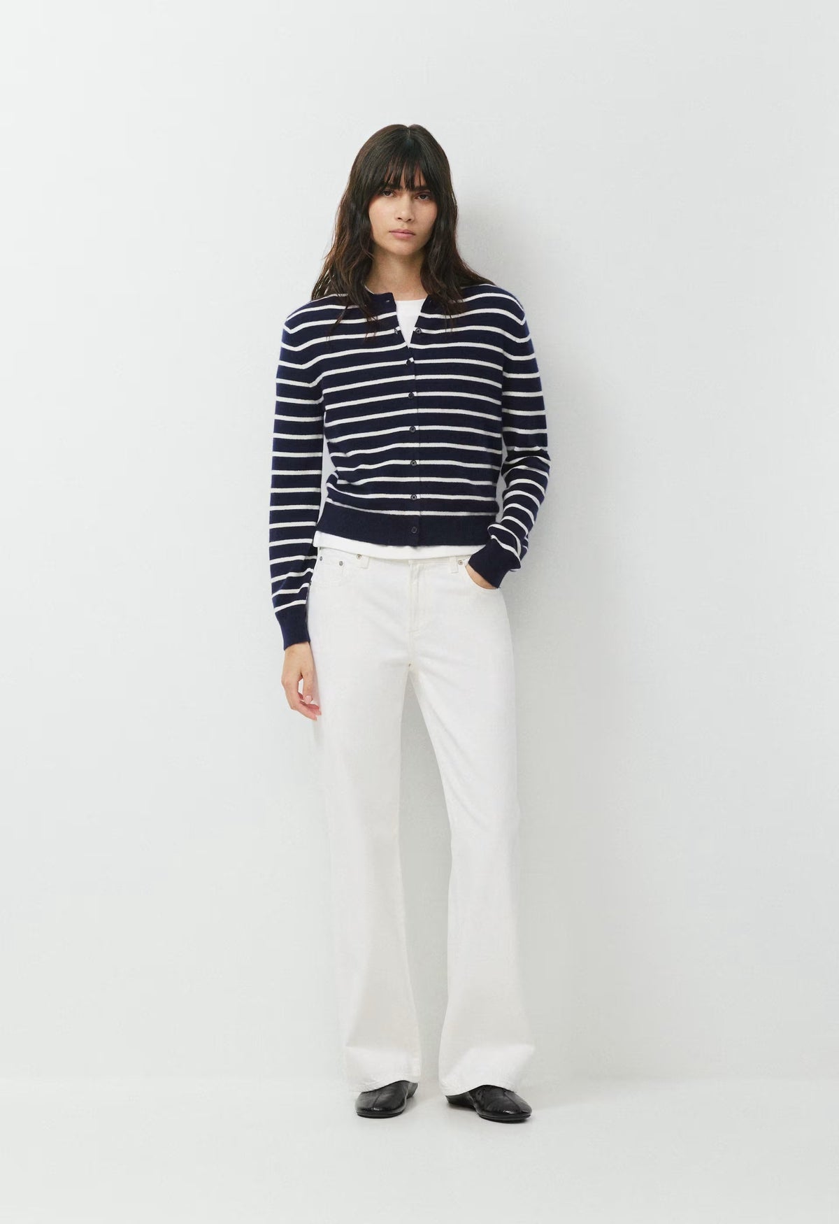 Bare Cashmere Noteworthy Cardigan - ADMIRAL NVY/LT BIRCH