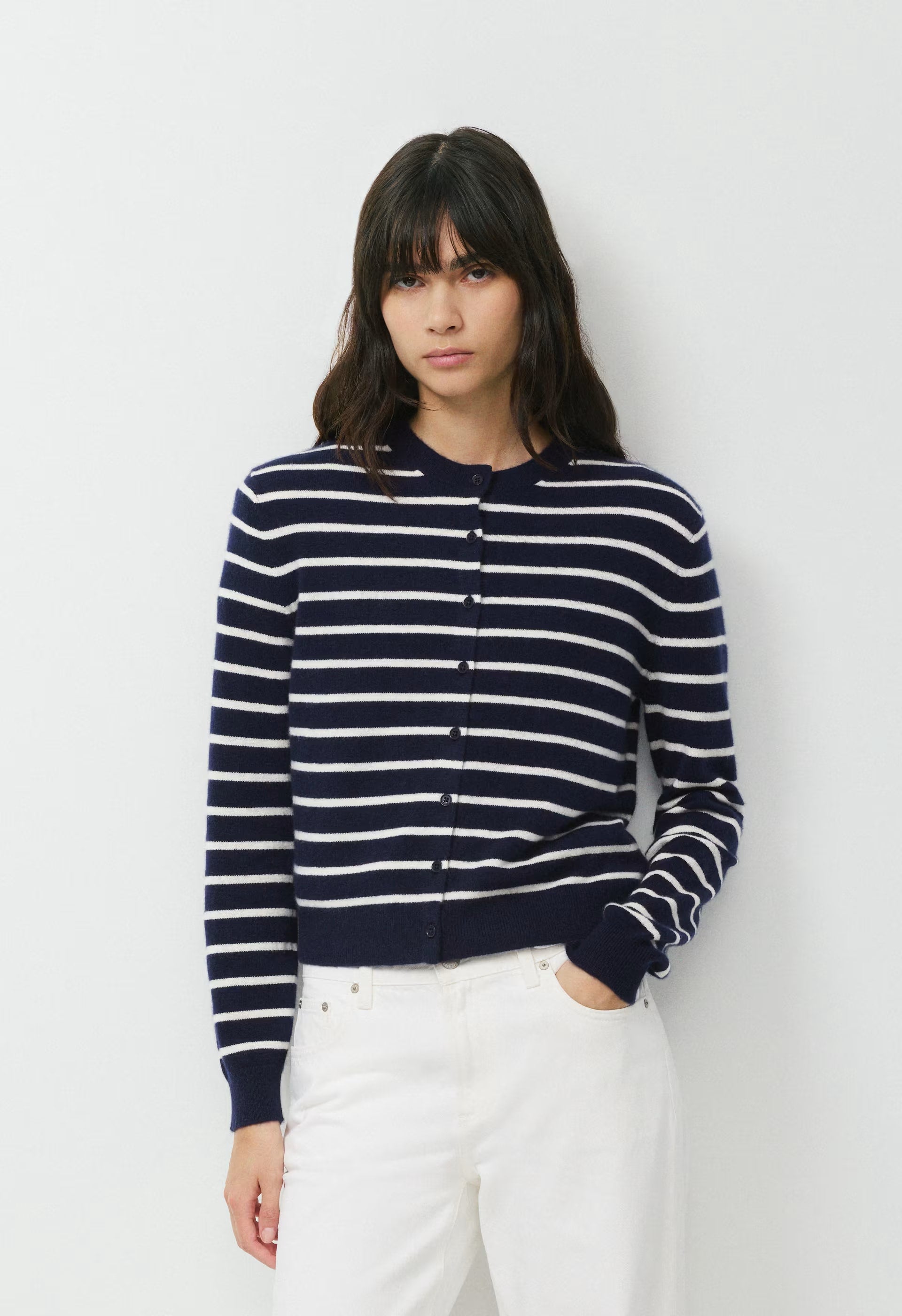 Bare Cashmere Noteworthy Cardigan - ADMIRAL NVY/LT BIRCH