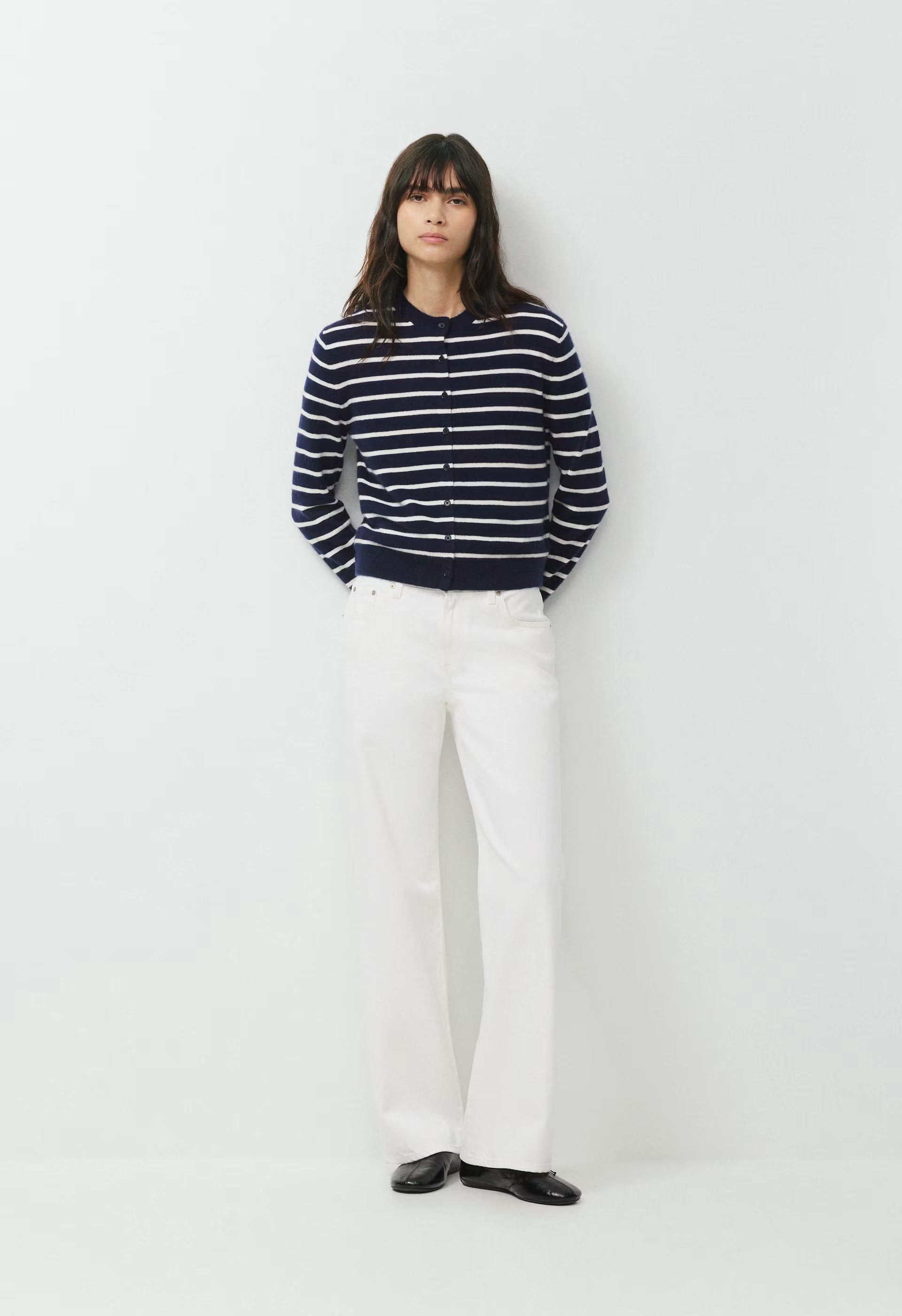 Bare Cashmere Noteworthy Cardigan - ADMIRAL NVY/LT BIRCH