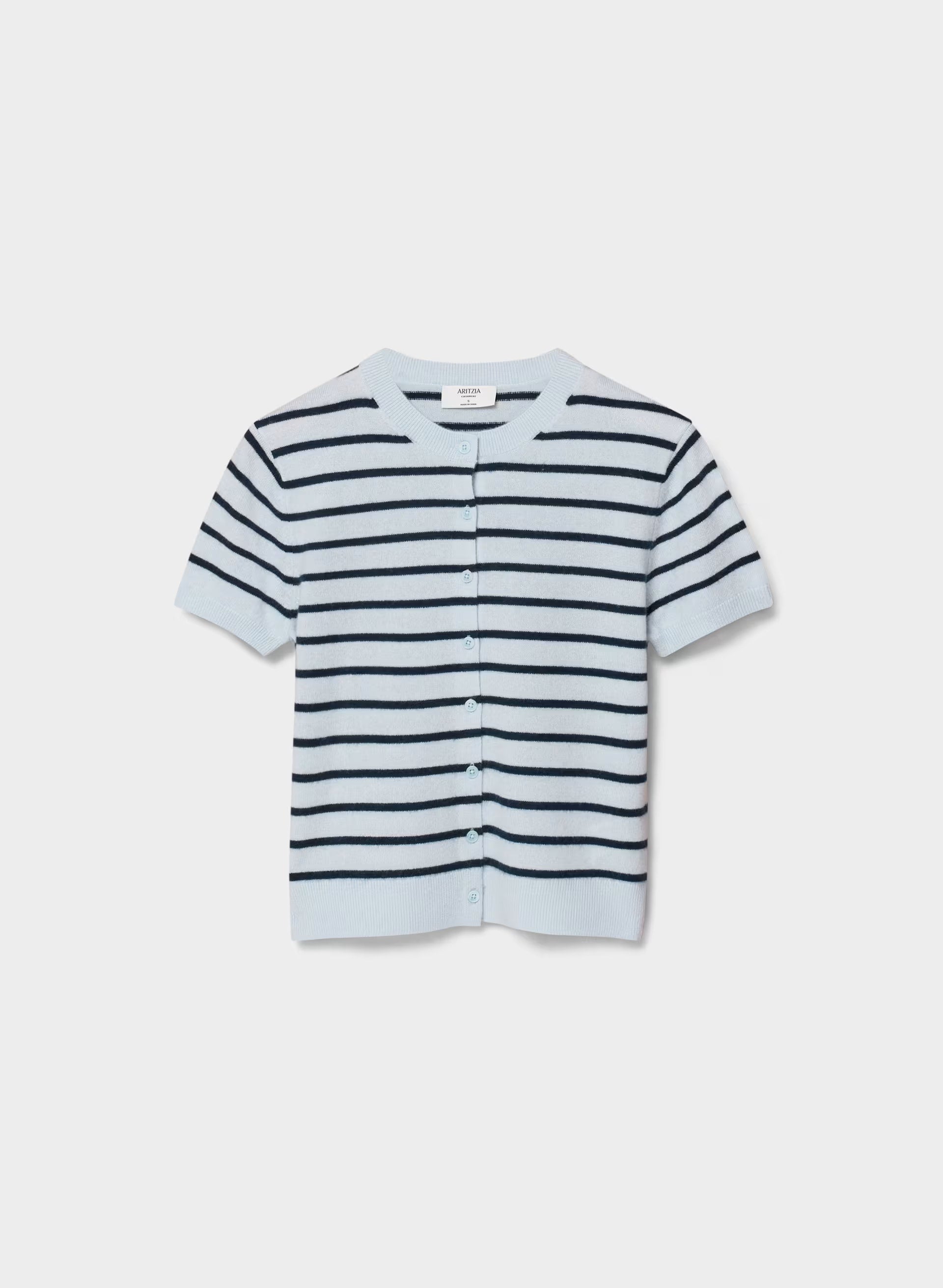 Bare Cashmere Noteworthy Shortsleeve Cardigan - PLNAR/ADMRLNV