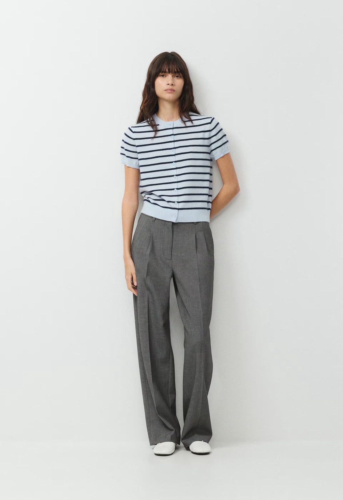 Bare Cashmere Noteworthy Shortsleeve Cardigan - PLNAR/ADMRLNV