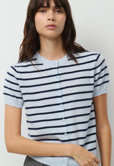 Bare Cashmere Noteworthy Shortsleeve Cardigan - PLNAR/ADMRLNV