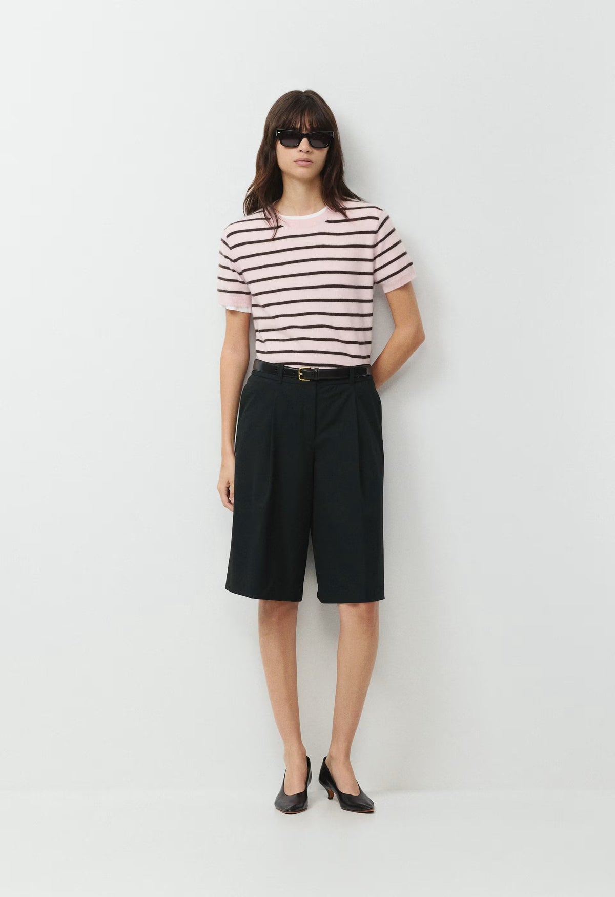 Bare Cashmere Bloor Shortsleeve Sweater - MGNOLIA/CACAO NIB BRWN