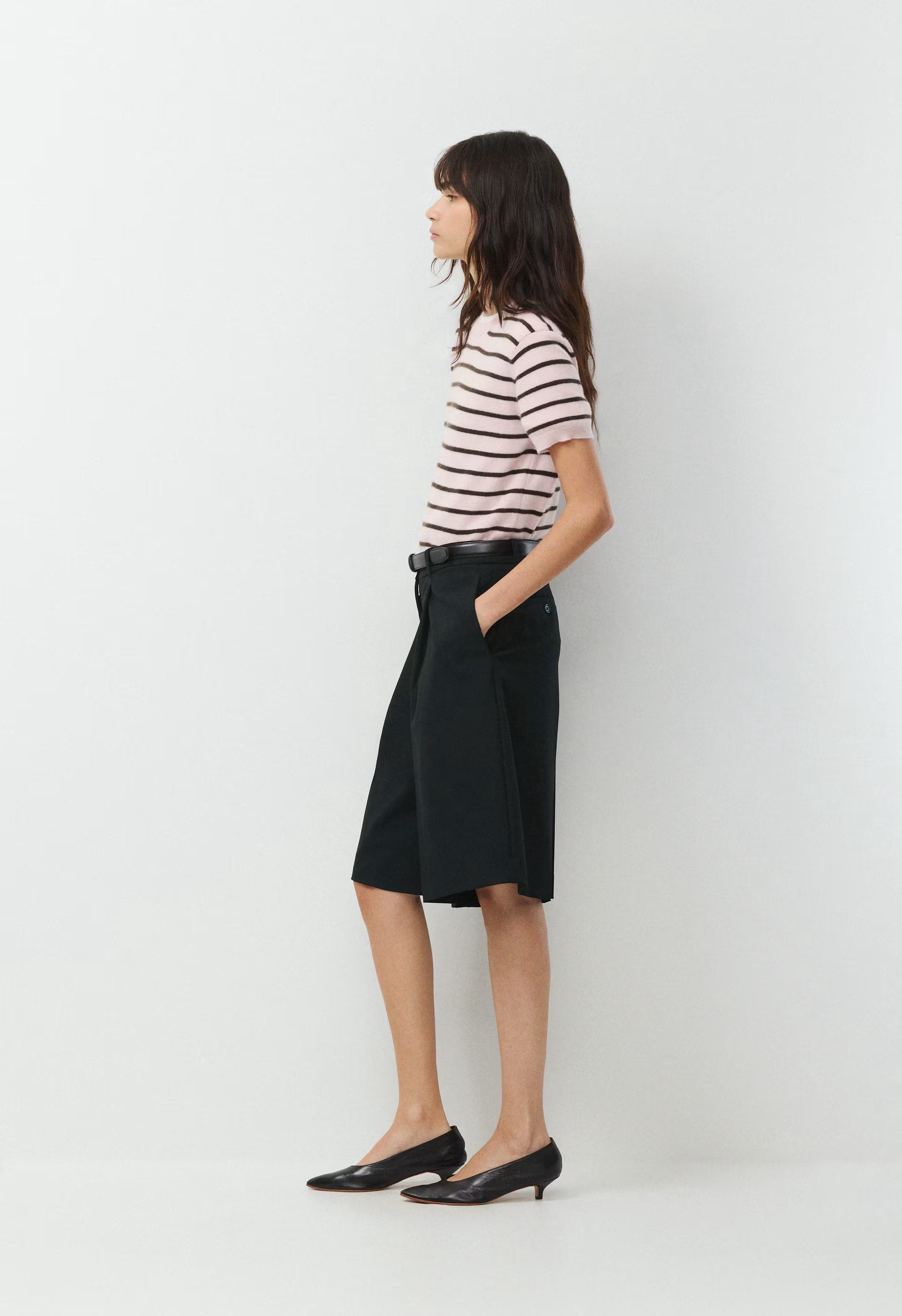 Bare Cashmere Bloor Shortsleeve Sweater - MGNOLIA/CACAO NIB BRWN