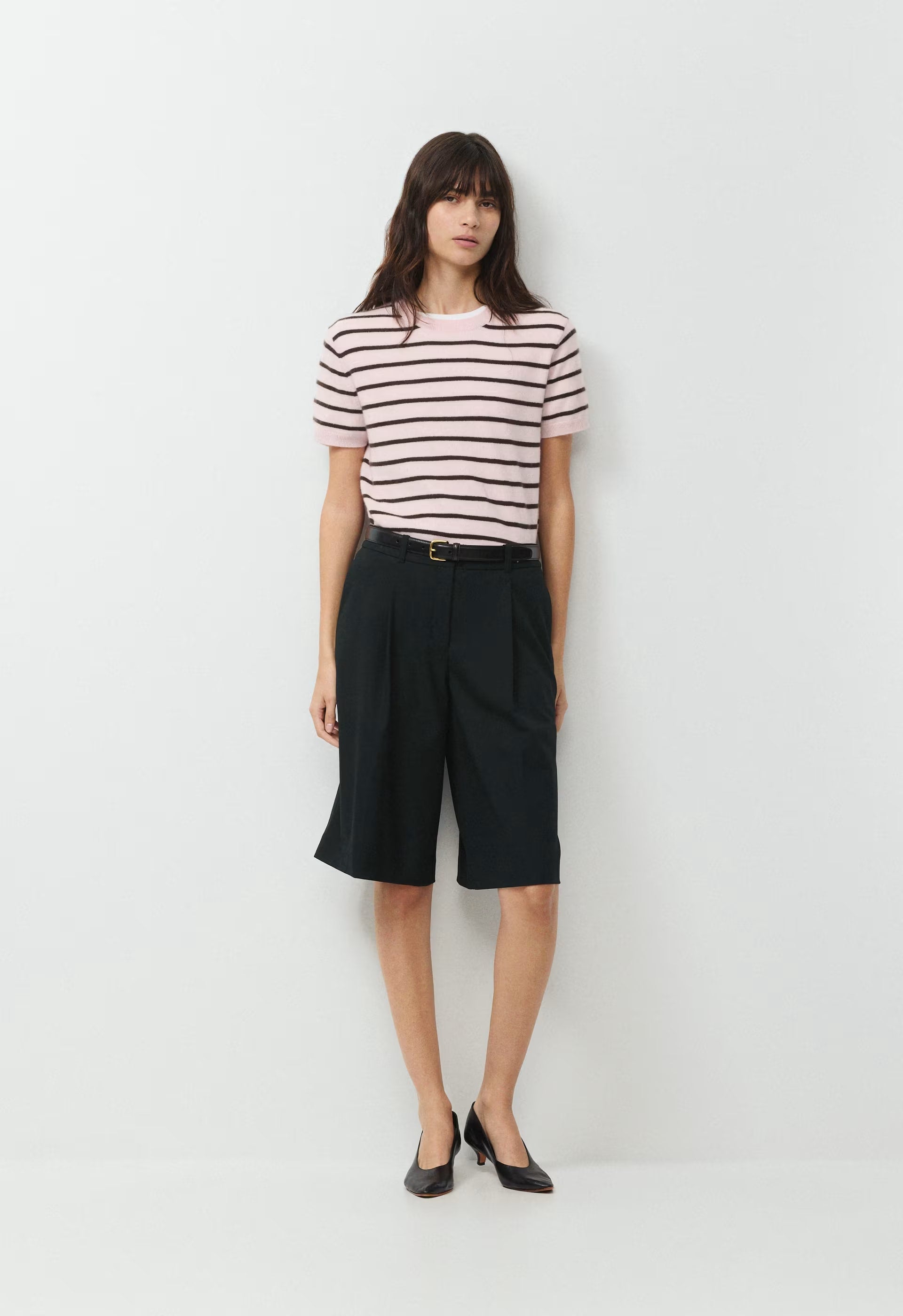 Bare Cashmere Bloor Shortsleeve Sweater - MGNOLIA/CACAO NIB BRWN