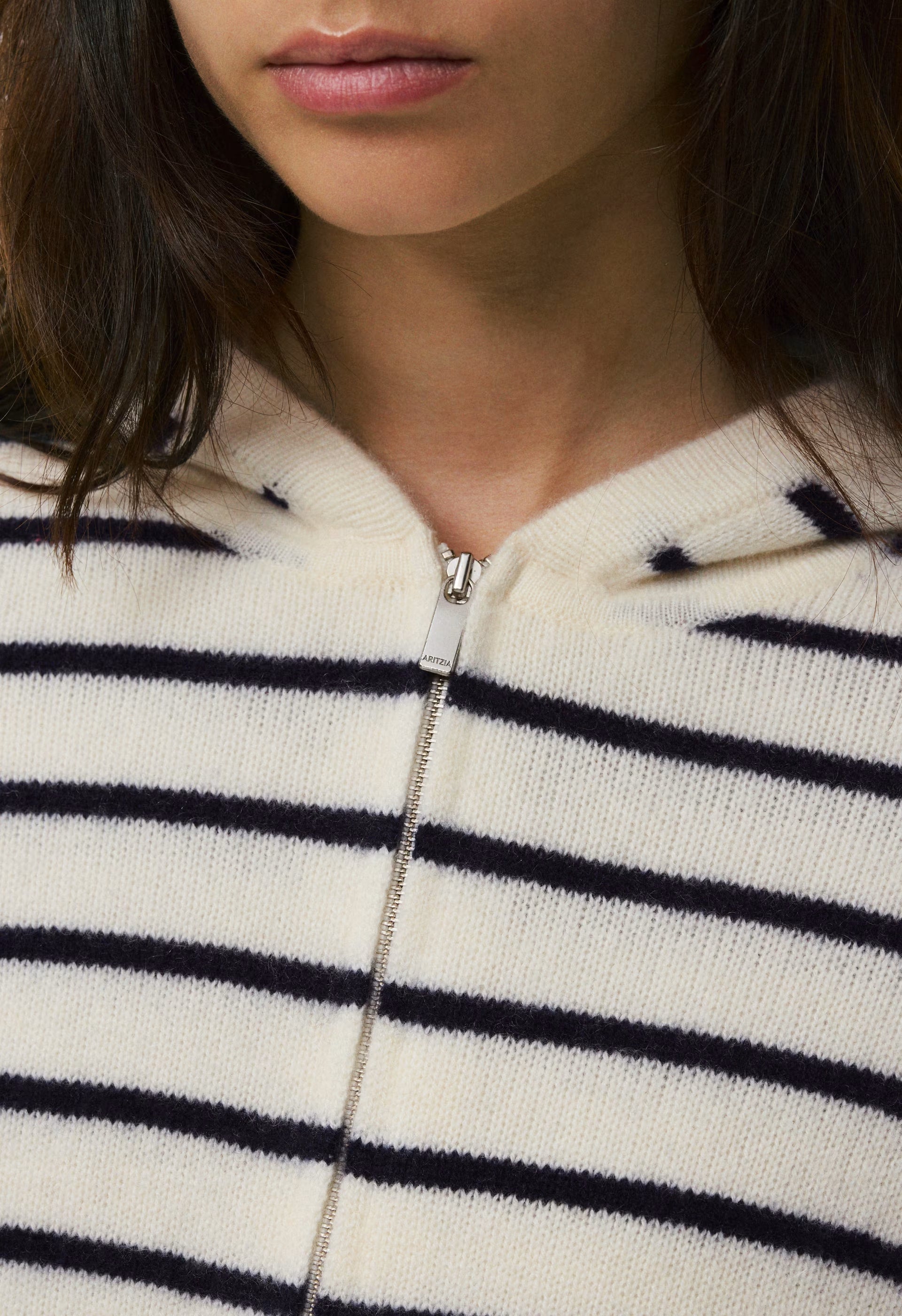 Essential Cashmere Idyllic Zip Hoodie - LGHT BRCH/ADML NVY