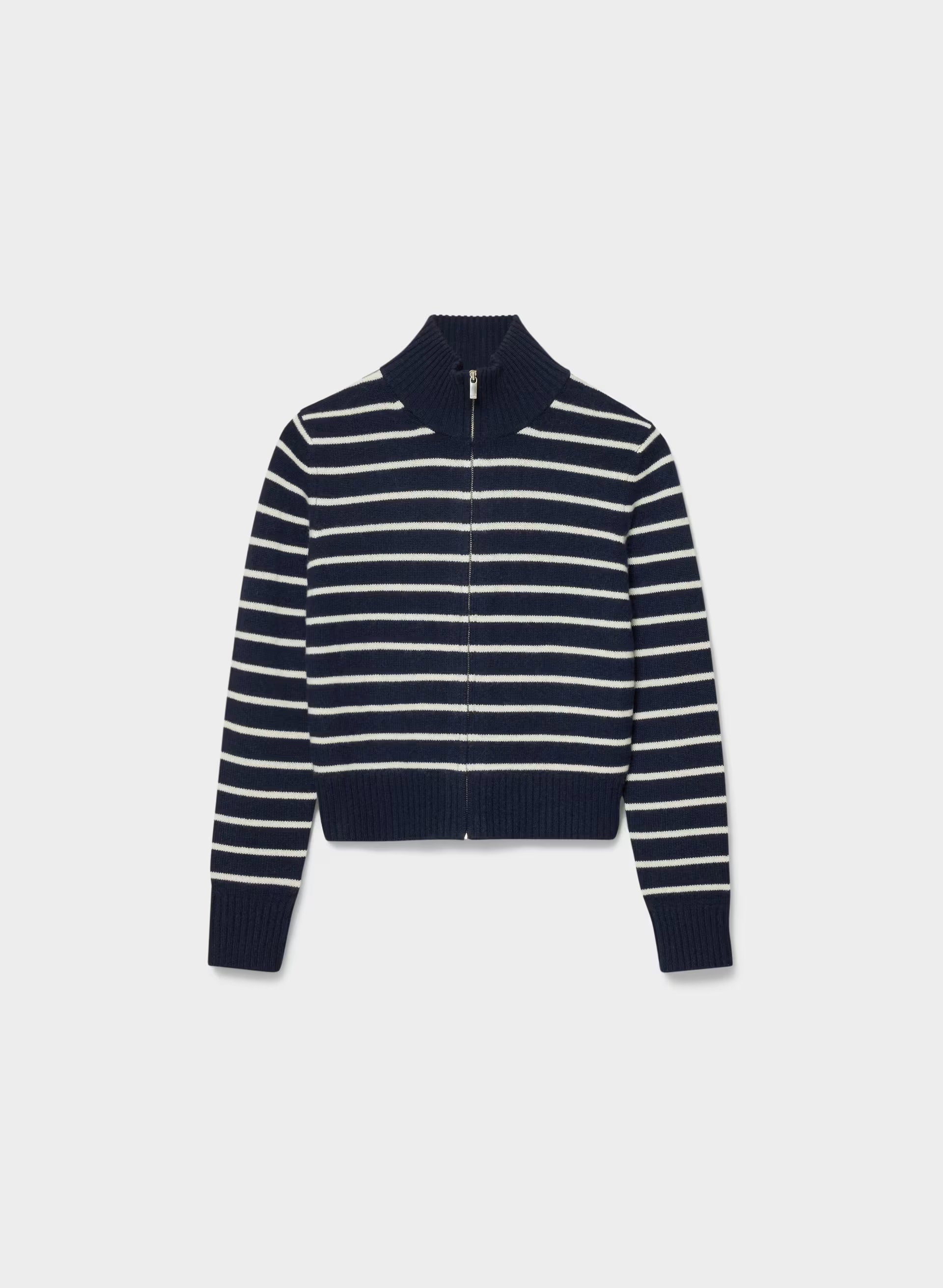Essential Cashmere Catalogue Zip-Up - ADMIRAL NVY/LT BIRCH